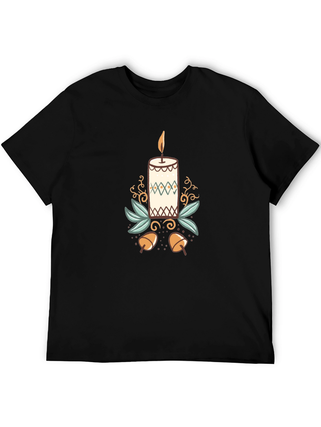 Festive Candle Graphic Tee - Black