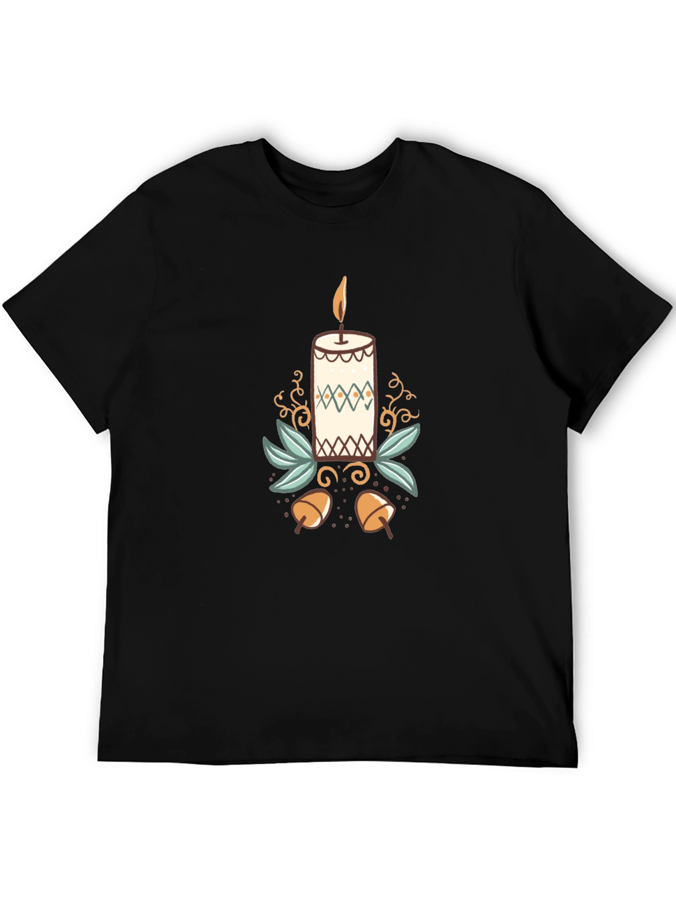 Festive Candle Graphic Tee - Black