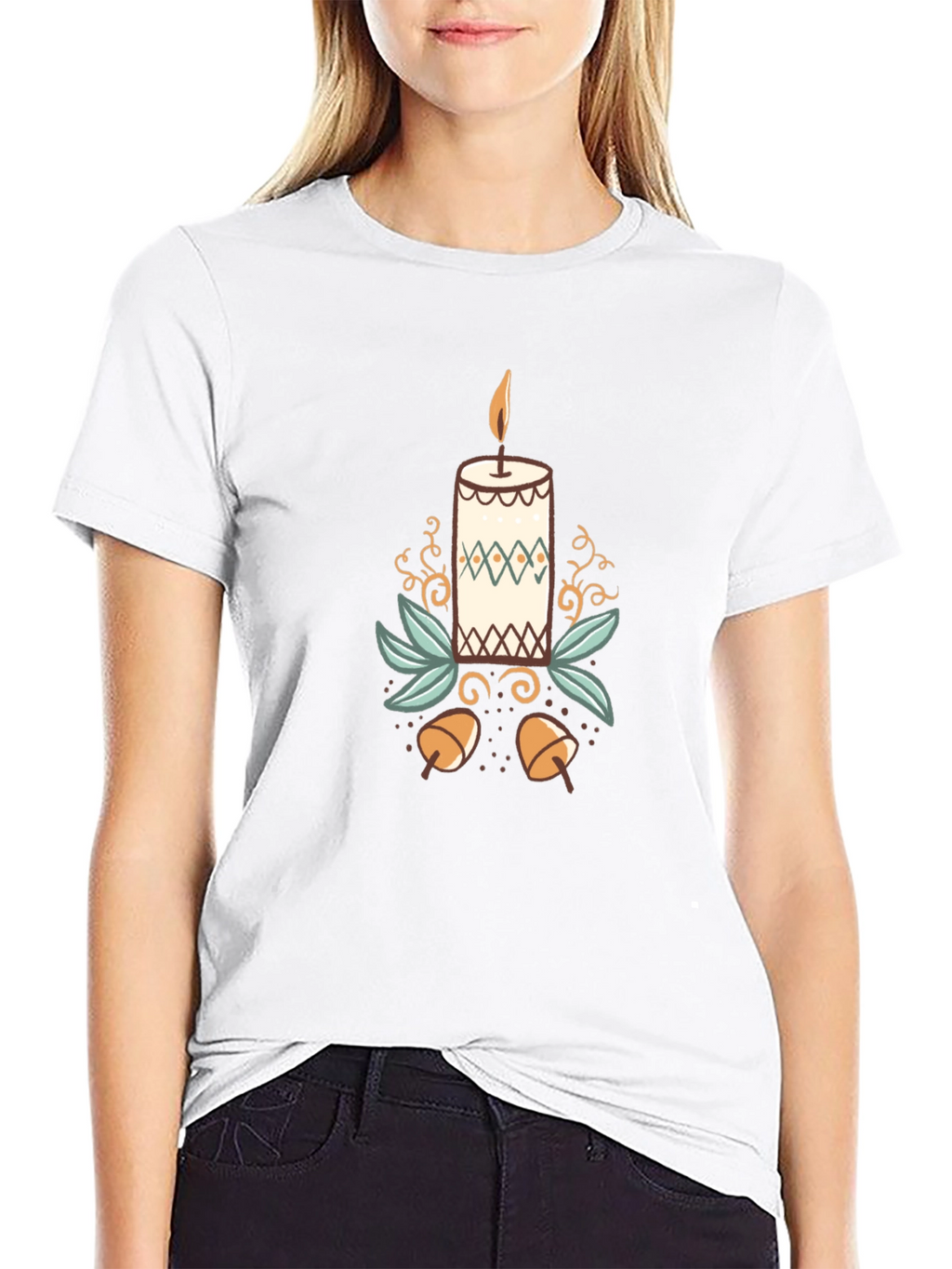 Festive Candle Graphic Tee - Black