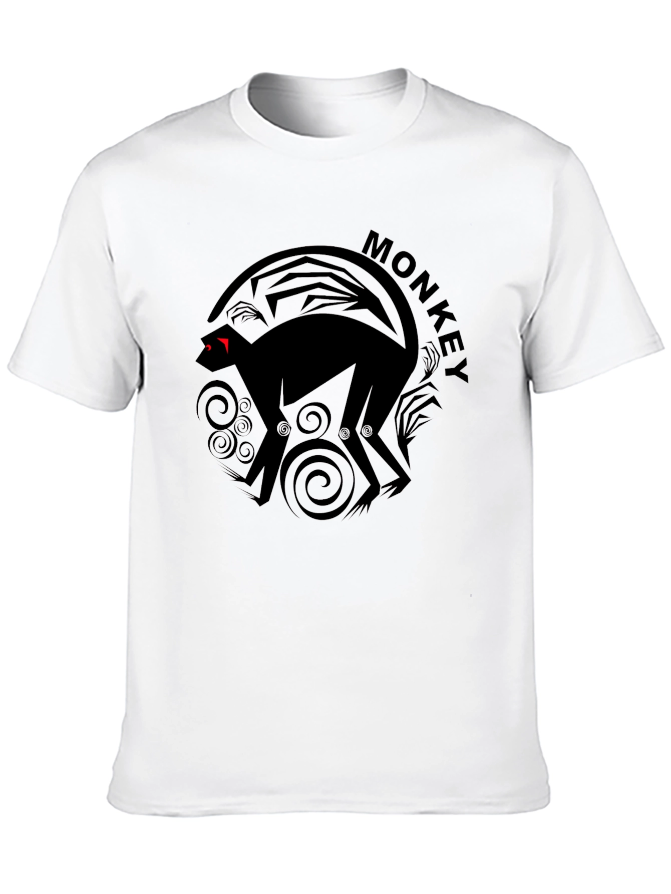 Monkey Graphic Tee - Black Cotton Crew Neck T-Shirt
