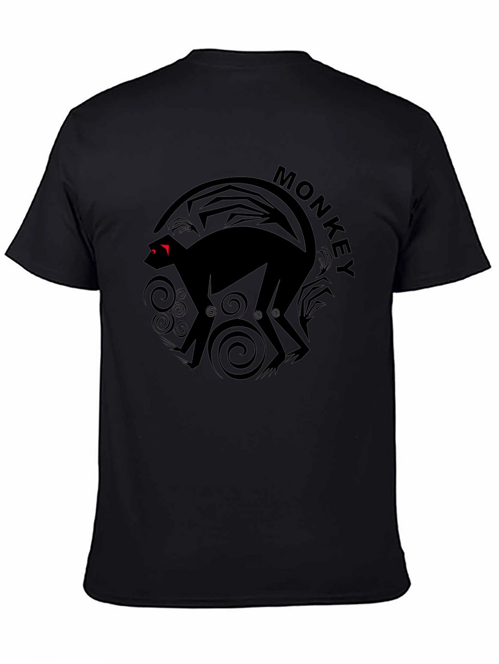 Monkey Graphic Tee - Black Cotton Crew Neck T-Shirt