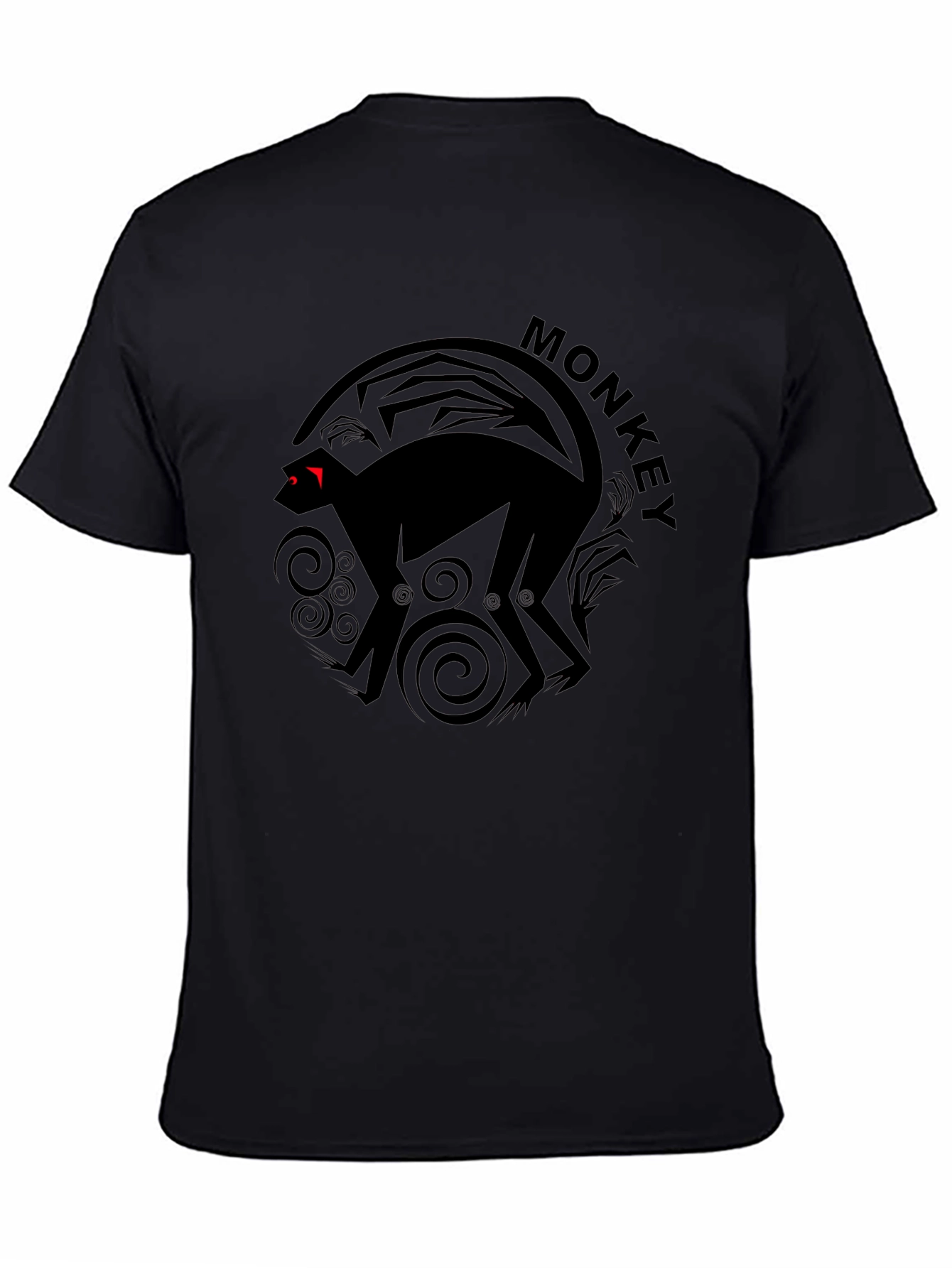 Monkey Graphic Tee - Black Cotton Crew Neck T-Shirt