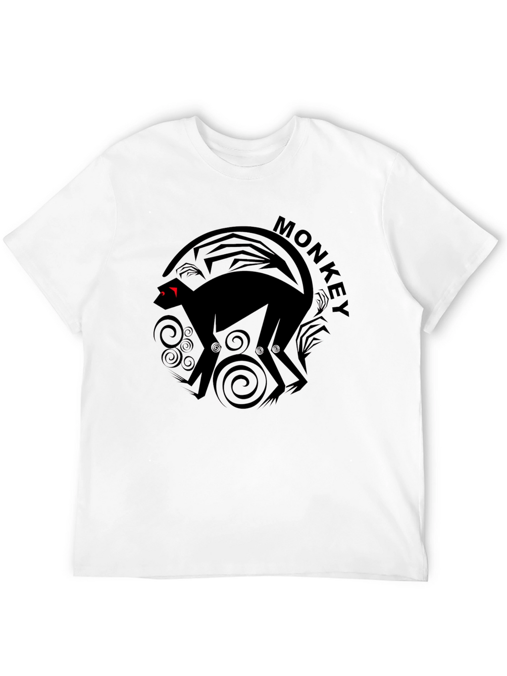 Monkey Graphic Tee - Black Cotton Crew Neck T-Shirt