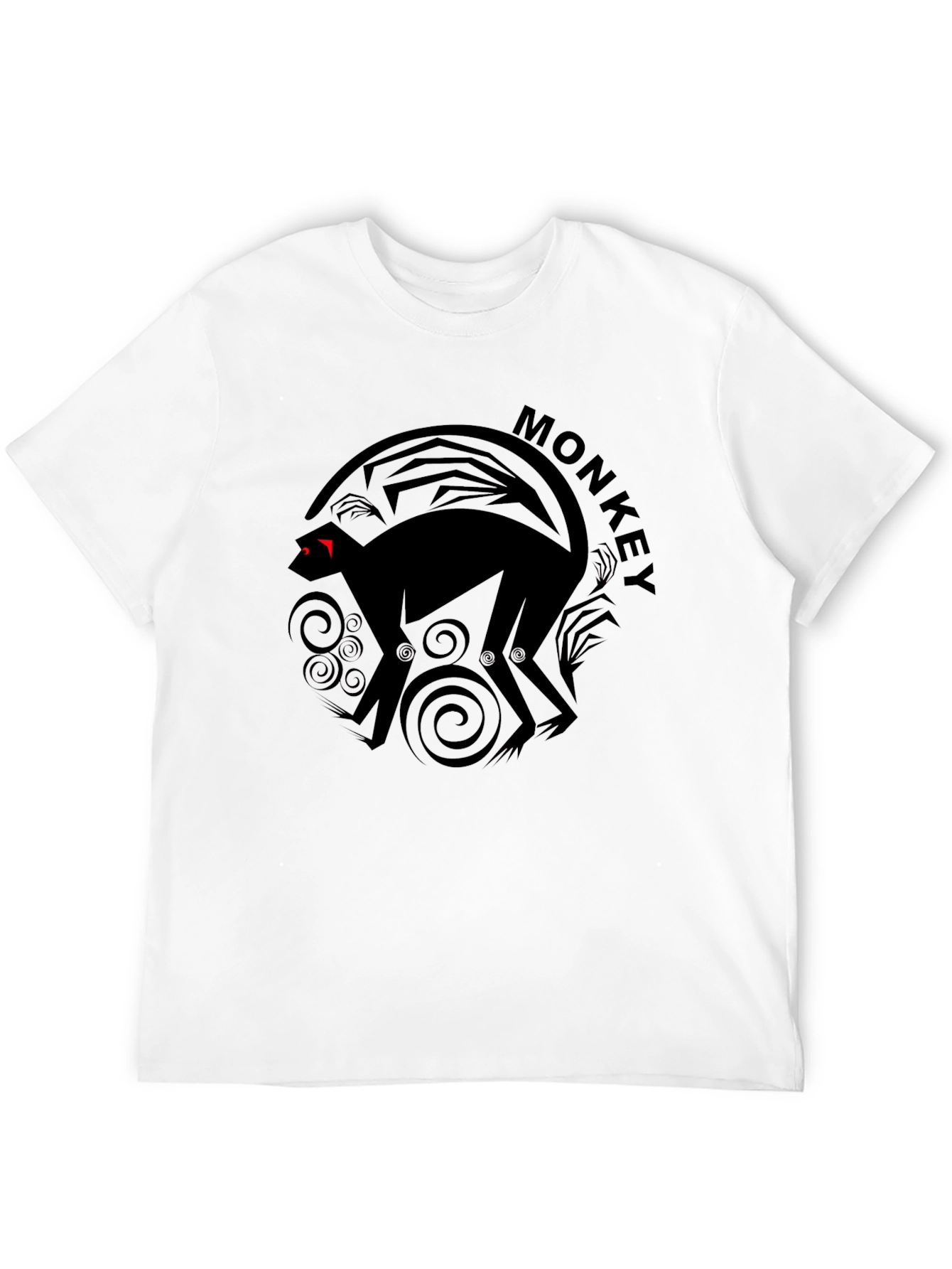 Monkey Graphic Tee - Black Cotton Crew Neck T-Shirt