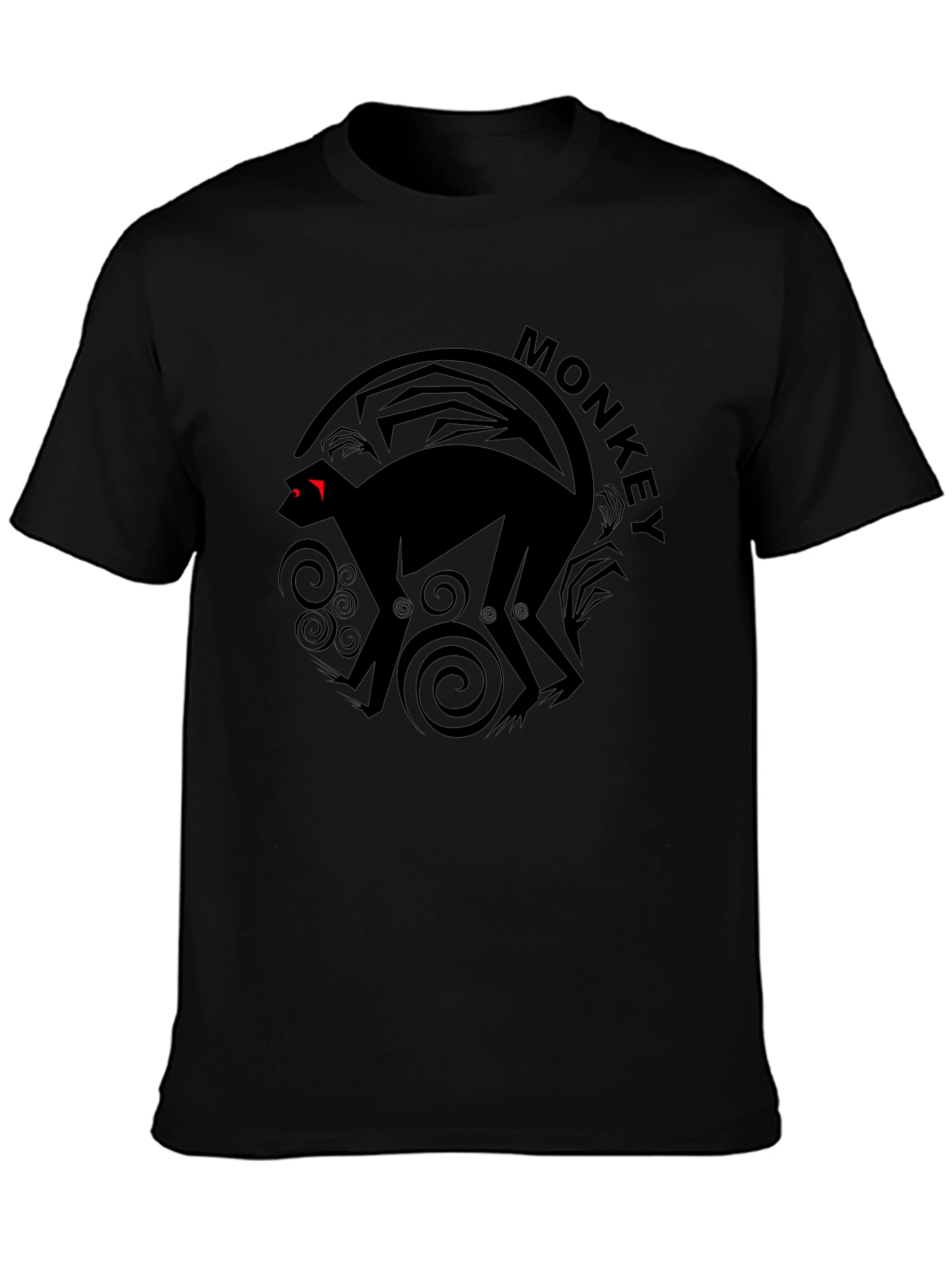Monkey Graphic Tee - Black Cotton Crew Neck T-Shirt