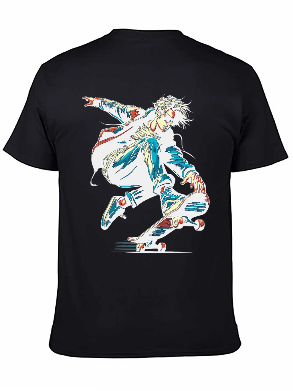 Vibrant Colorful Motif Of A Skater Unisex Short Sleeve Soft Cotton T-Shirt – Casual Everyday Wear