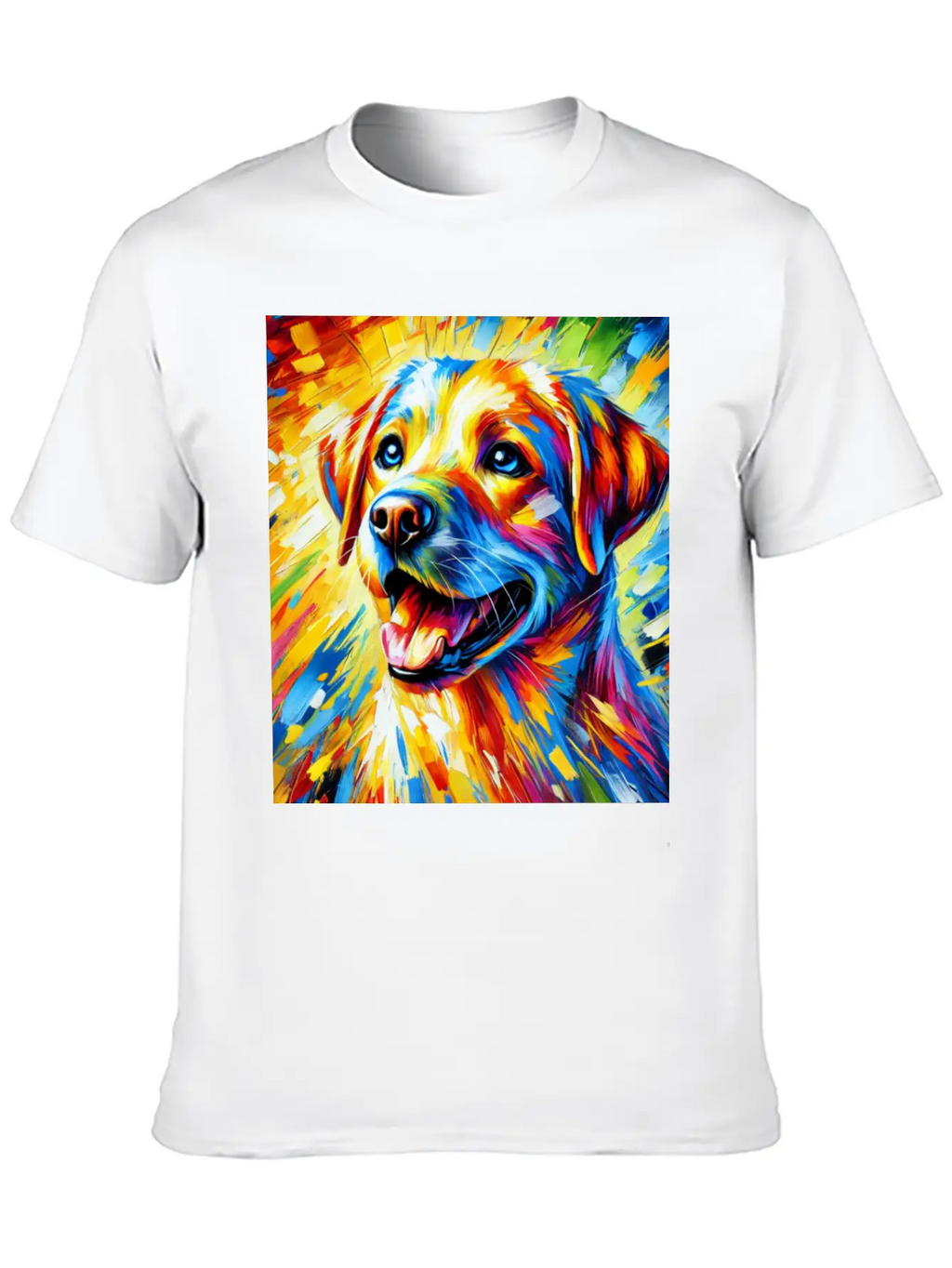 Vibrant Dog Portrait: Joy In Every Brushstroke Unisex Casual T-Shirt – Clean Design For Daily Comfort