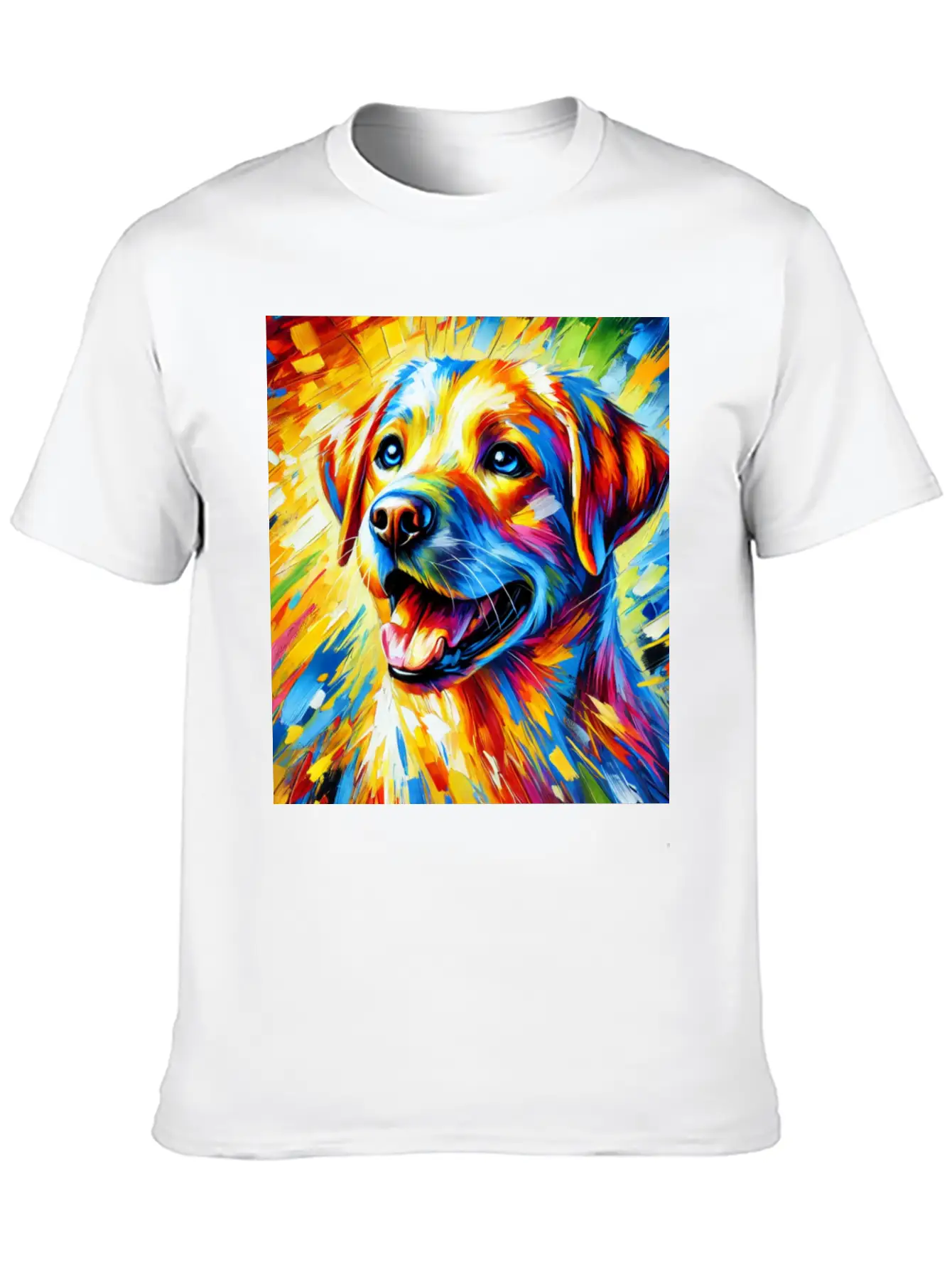 Vibrant Dog Portrait: Joy In Every Brushstroke Unisex Casual T-Shirt – Clean Design For Daily Comfort