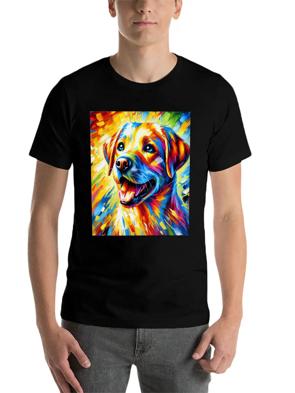 Vibrant Dog Portrait: Joy In Every Brushstroke Unisex Casual T-Shirt – Clean Design For Daily Comfort