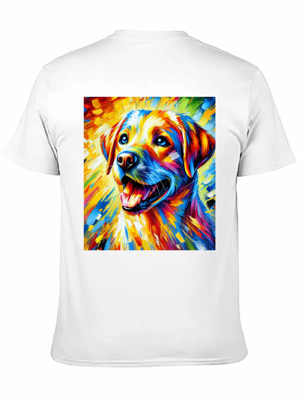 Vibrant Dog Portrait: Joy In Every Brushstroke Unisex Casual T-Shirt – Clean Design For Daily Comfort