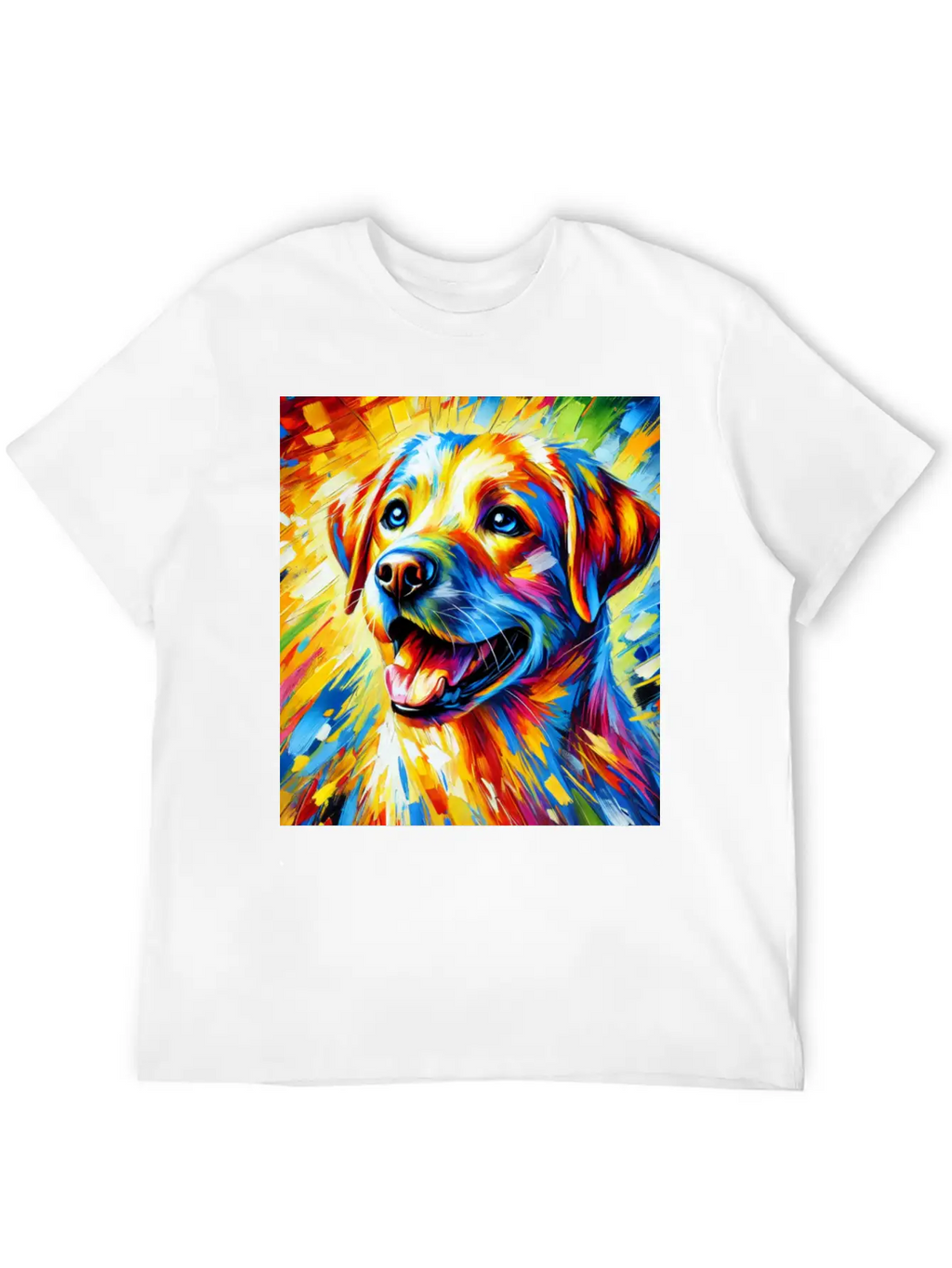 Vibrant Dog Portrait: Joy In Every Brushstroke Unisex Casual T-Shirt – Clean Design For Daily Comfort