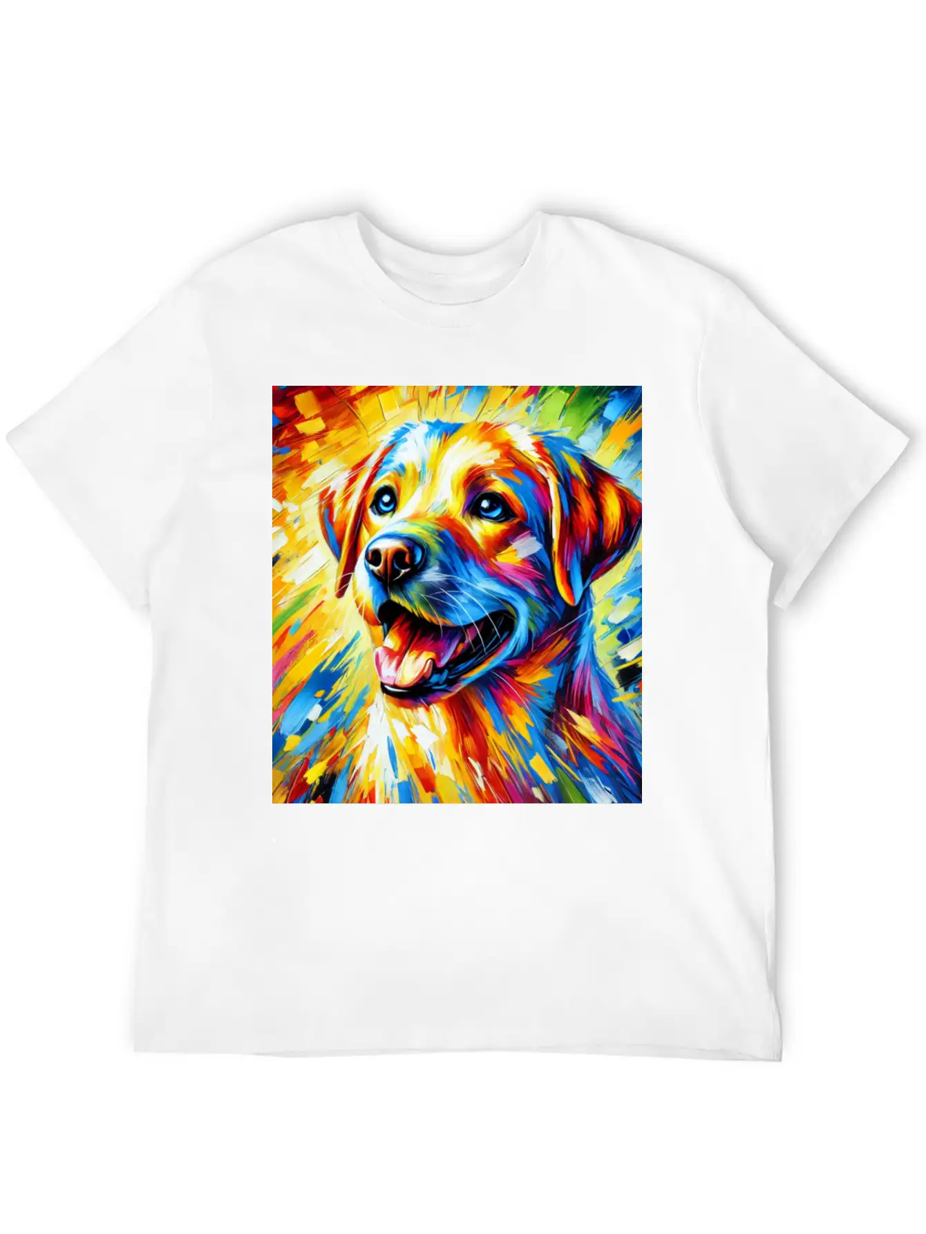 Vibrant Dog Portrait: Joy In Every Brushstroke Unisex Casual T-Shirt – Clean Design For Daily Comfort
