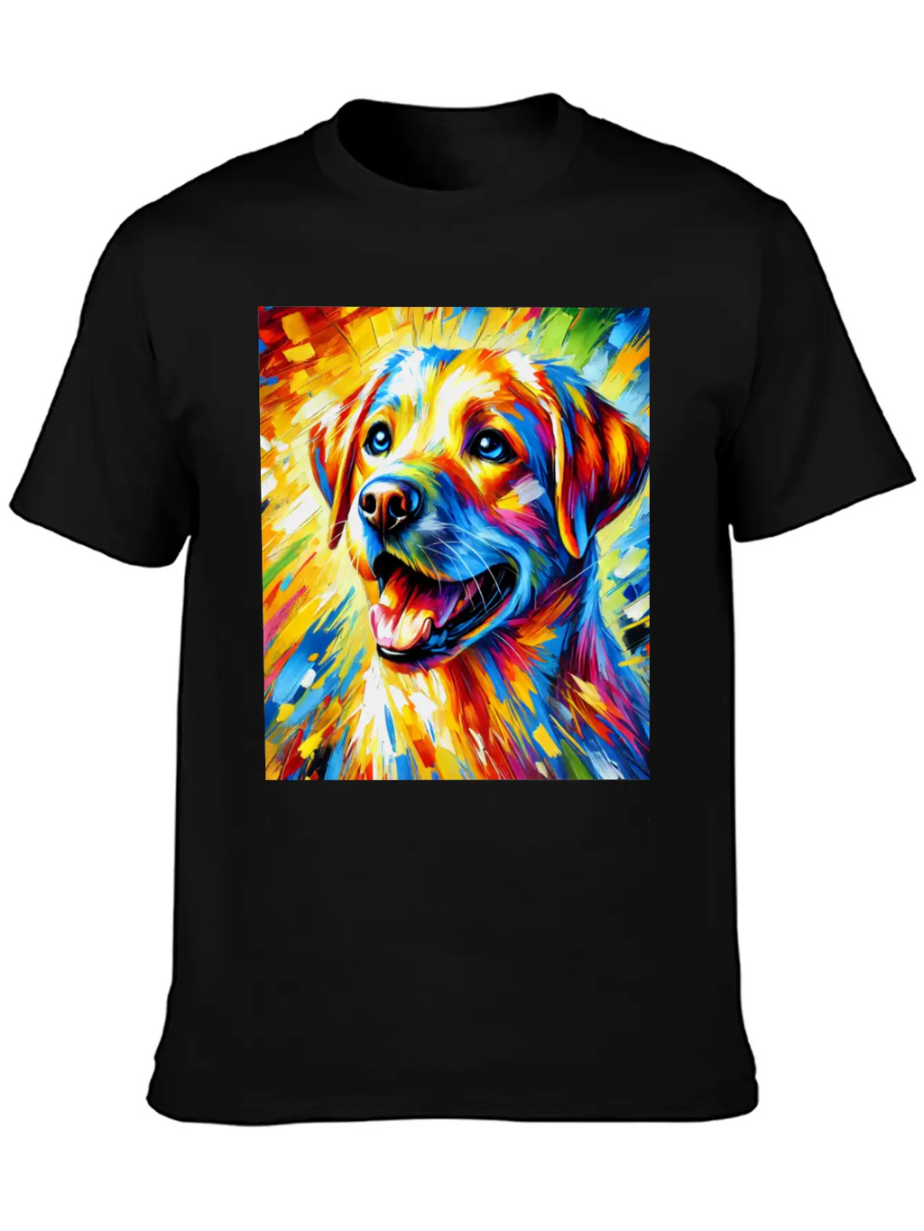 Vibrant Dog Portrait: Joy In Every Brushstroke Unisex Casual T-Shirt – Clean Design For Daily Comfort