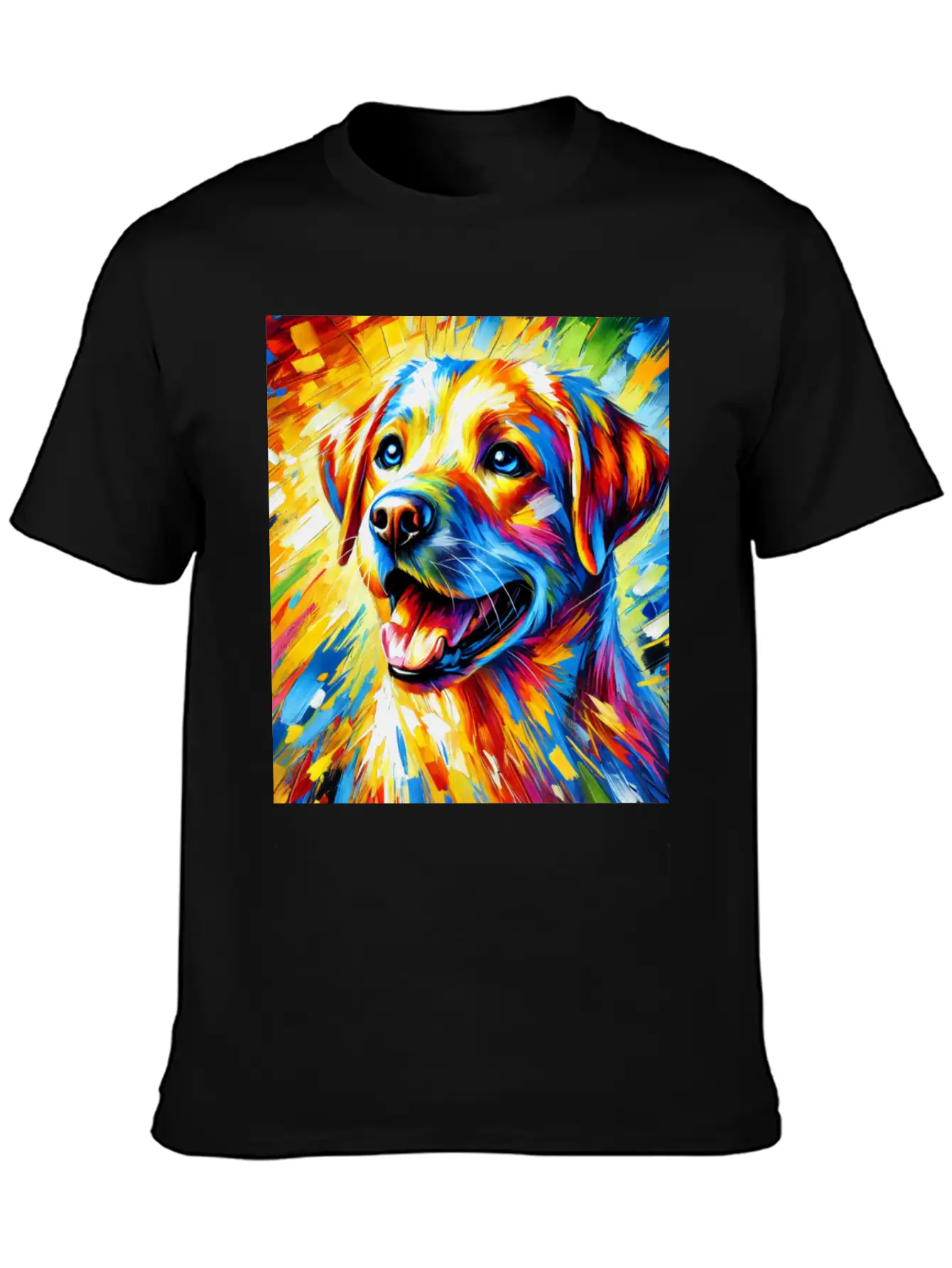 Vibrant Dog Portrait: Joy In Every Brushstroke Unisex Casual T-Shirt – Clean Design For Daily Comfort