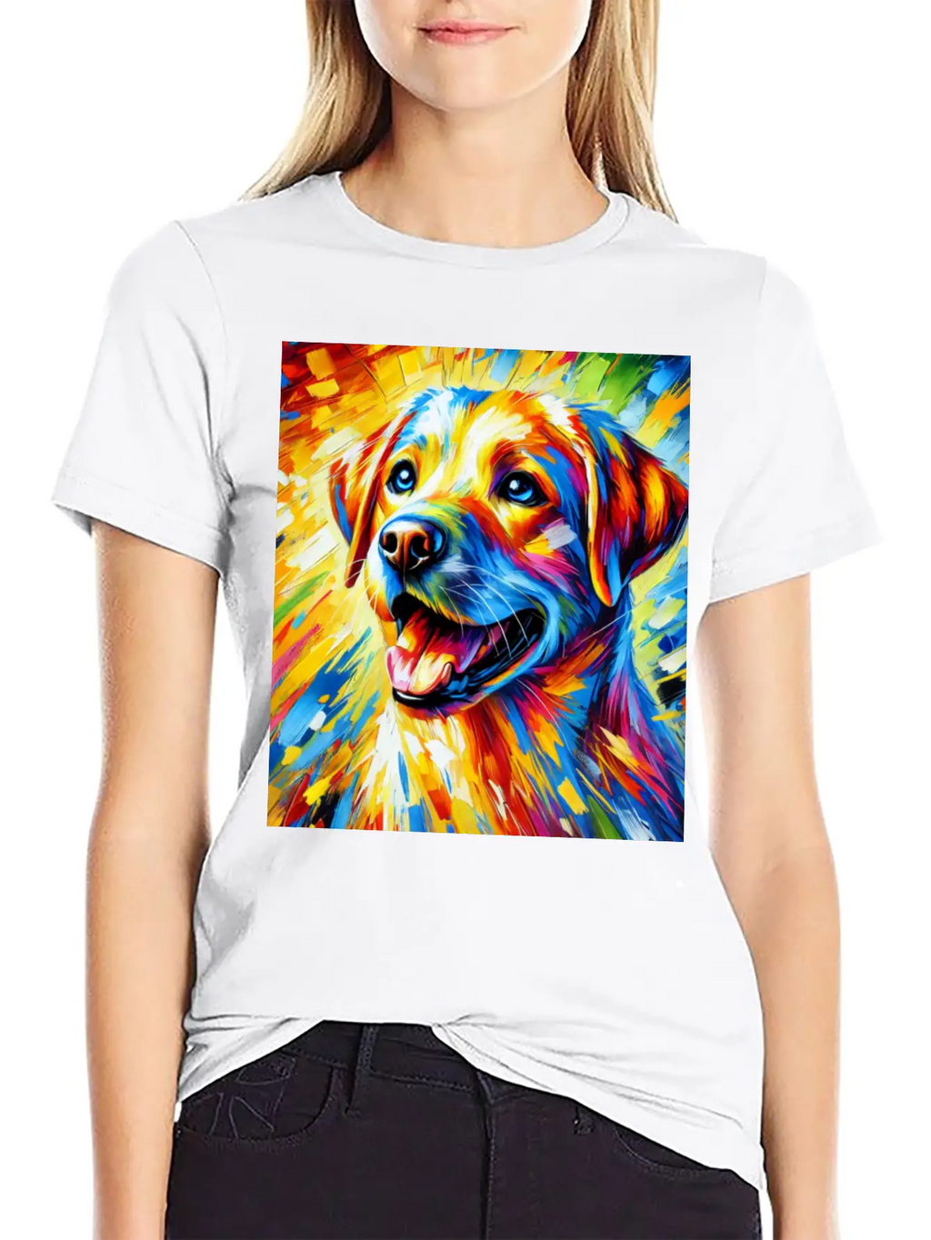 Vibrant Dog Portrait: Joy In Every Brushstroke Unisex Casual T-Shirt – Clean Design For Daily Comfort