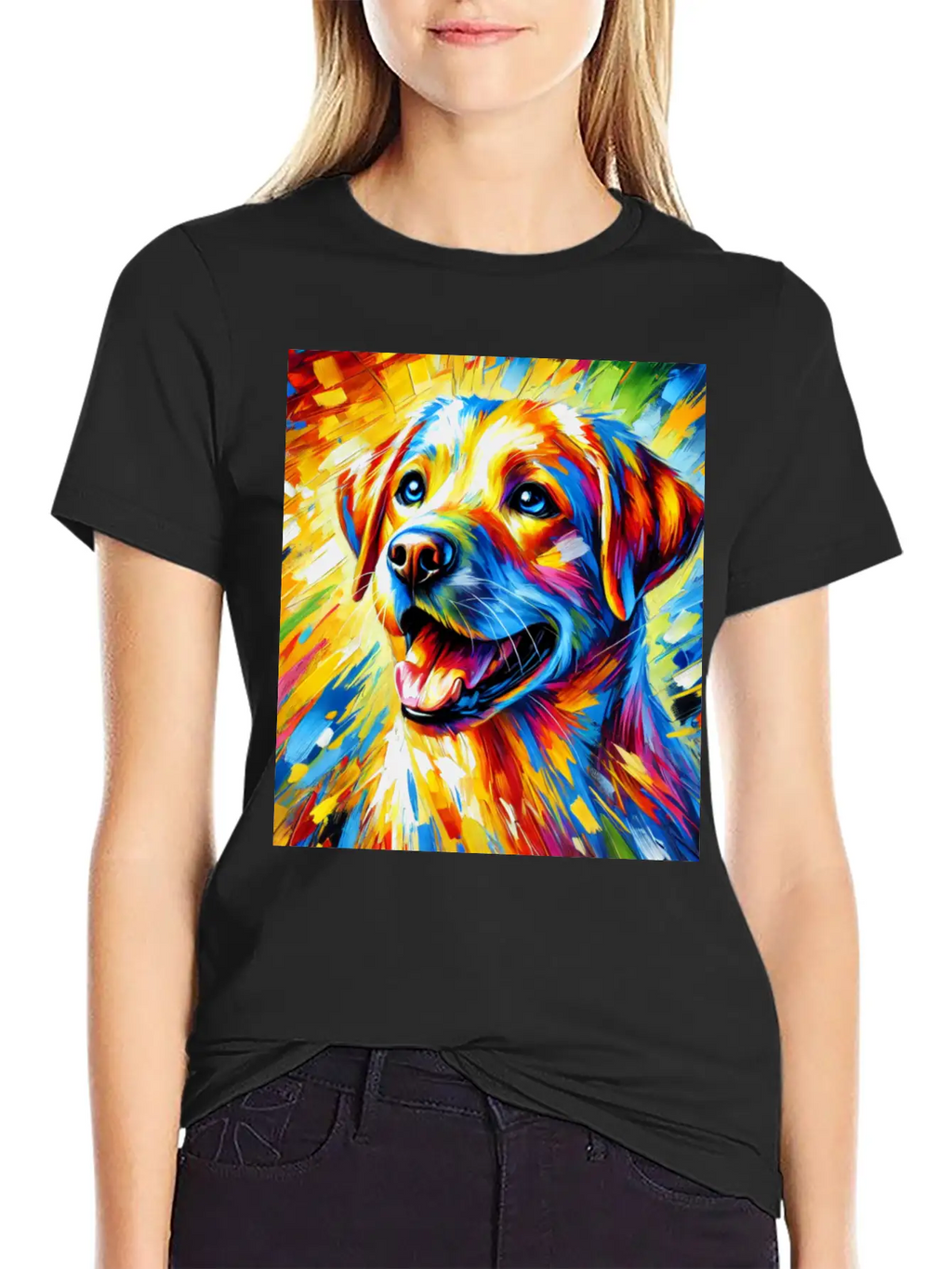 Vibrant Dog Portrait: Joy In Every Brushstroke Unisex Casual T-Shirt – Clean Design For Daily Comfort