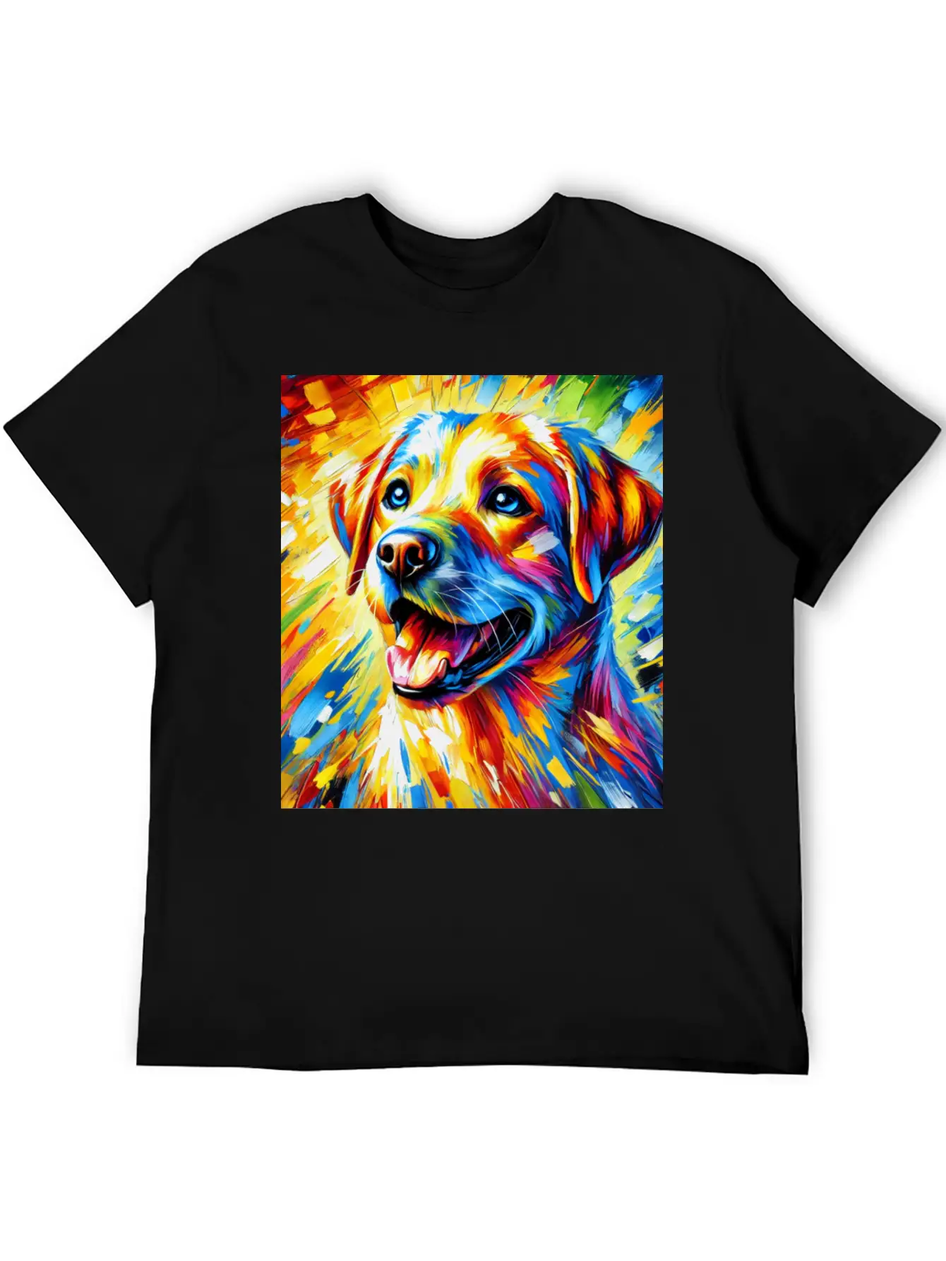 Vibrant Dog Portrait: Joy In Every Brushstroke Unisex Casual T-Shirt – Clean Design For Daily Comfort
