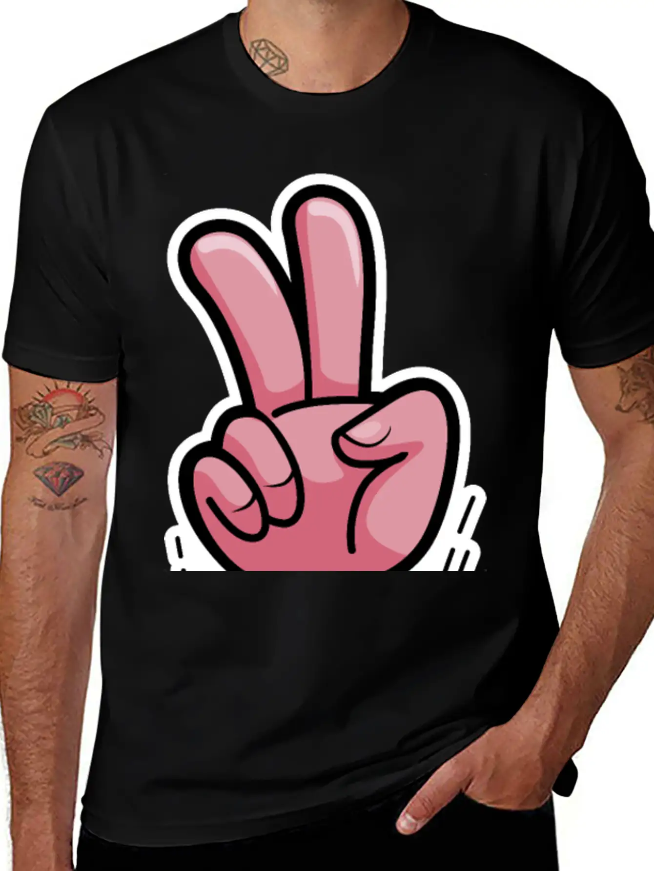 Victory Hand Symbol Breathable Soft Cotton T-Shirt – Timeless Casual Look