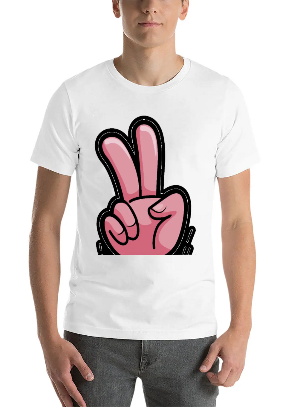 Victory Hand Symbol Breathable Soft Cotton T-Shirt – Timeless Casual Look