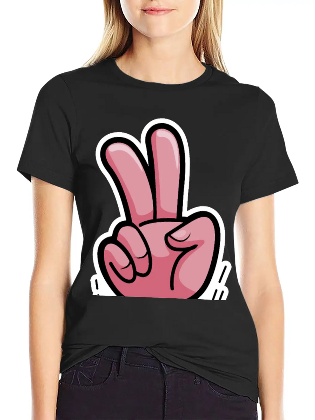 Victory Hand Symbol Breathable Soft Cotton T-Shirt – Timeless Casual Look