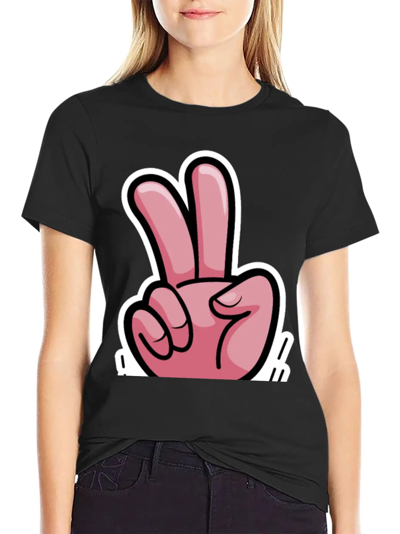 Victory Hand Symbol Breathable Soft Cotton T-Shirt – Timeless Casual Look