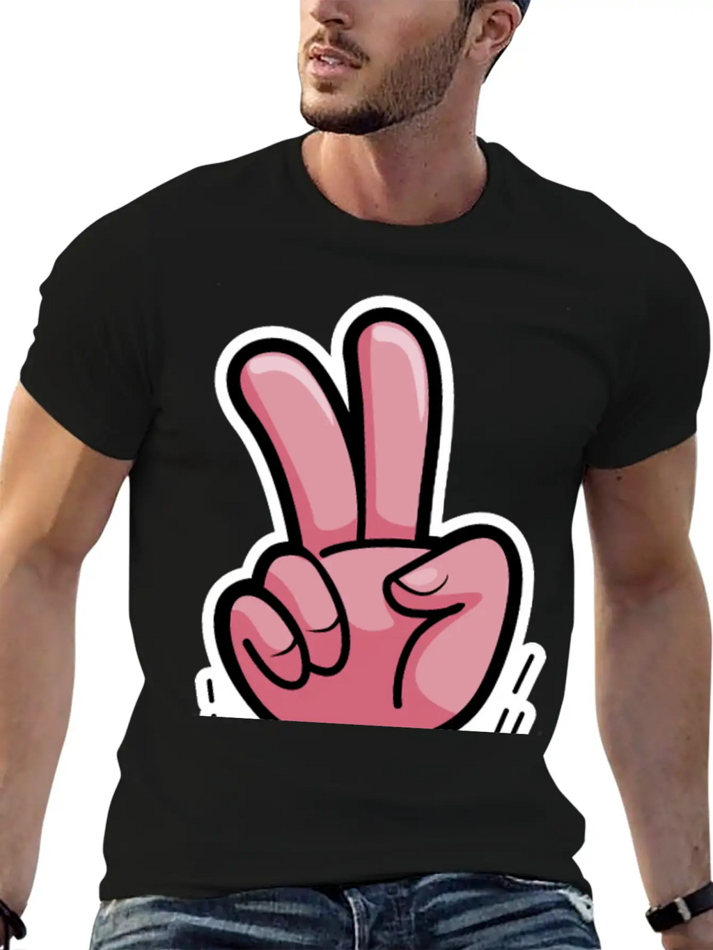Victory Hand Symbol Breathable Soft Cotton T-Shirt – Timeless Casual Look