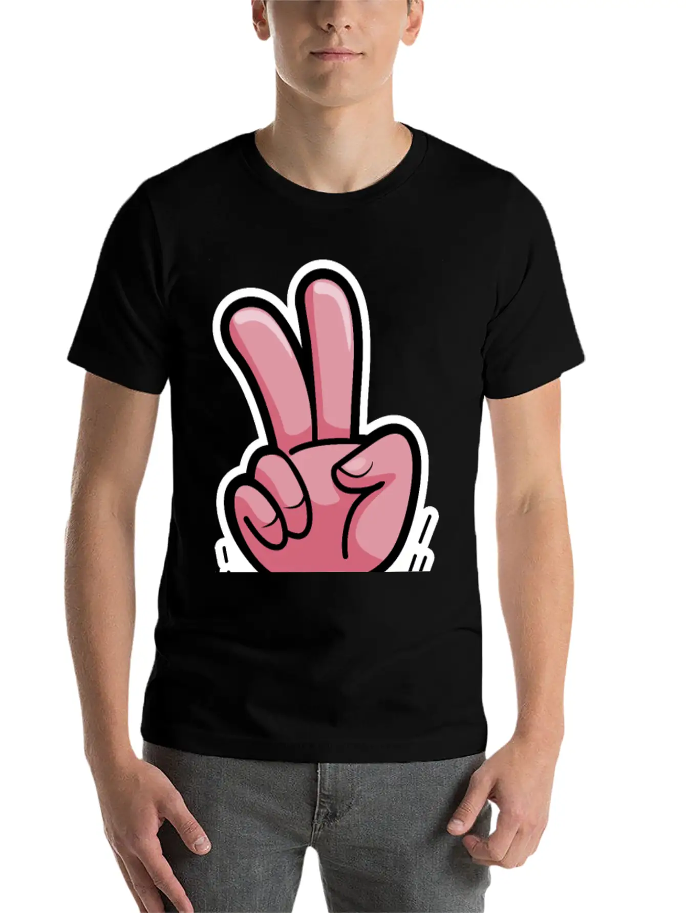 Victory Hand Symbol Breathable Soft Cotton T-Shirt – Timeless Casual Look