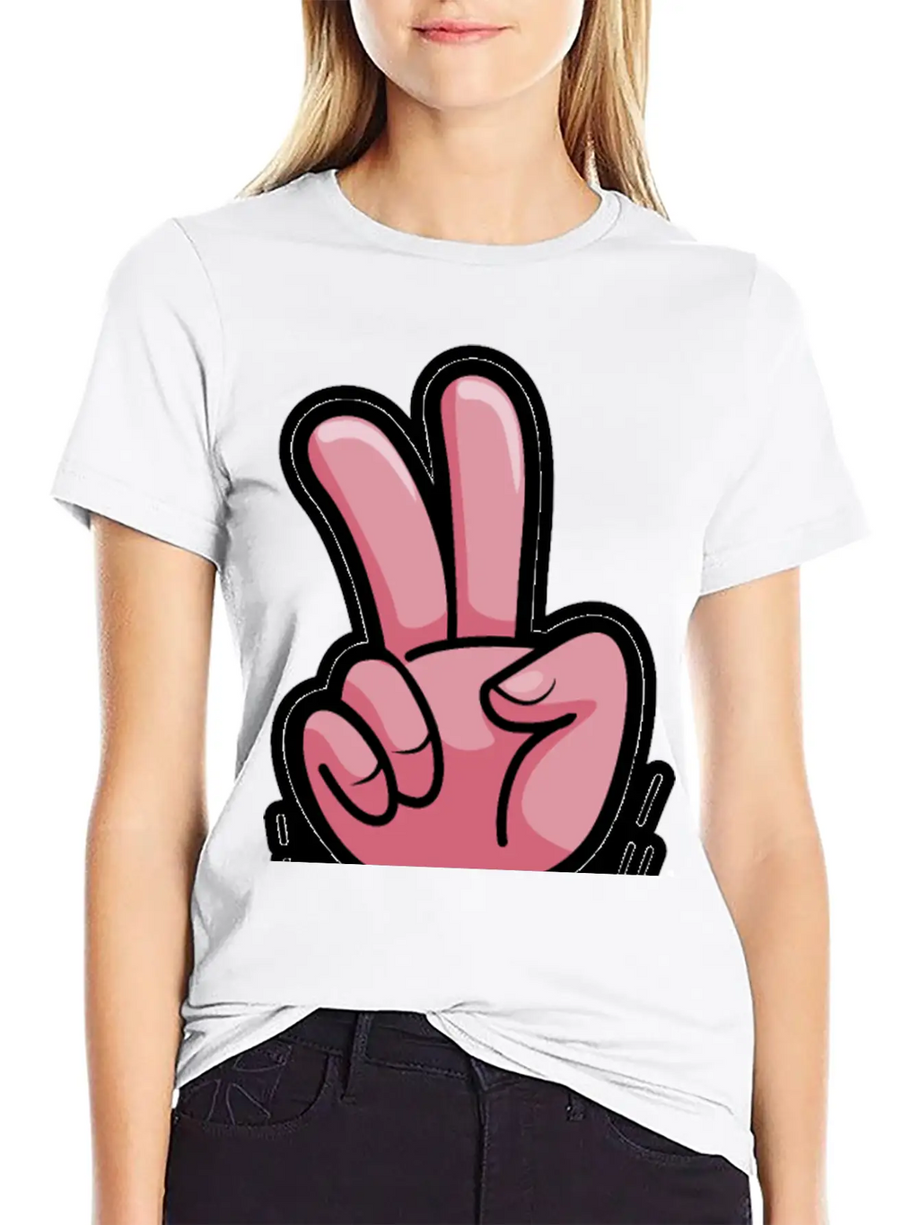 Victory Hand Symbol Breathable Soft Cotton T-Shirt – Timeless Casual Look