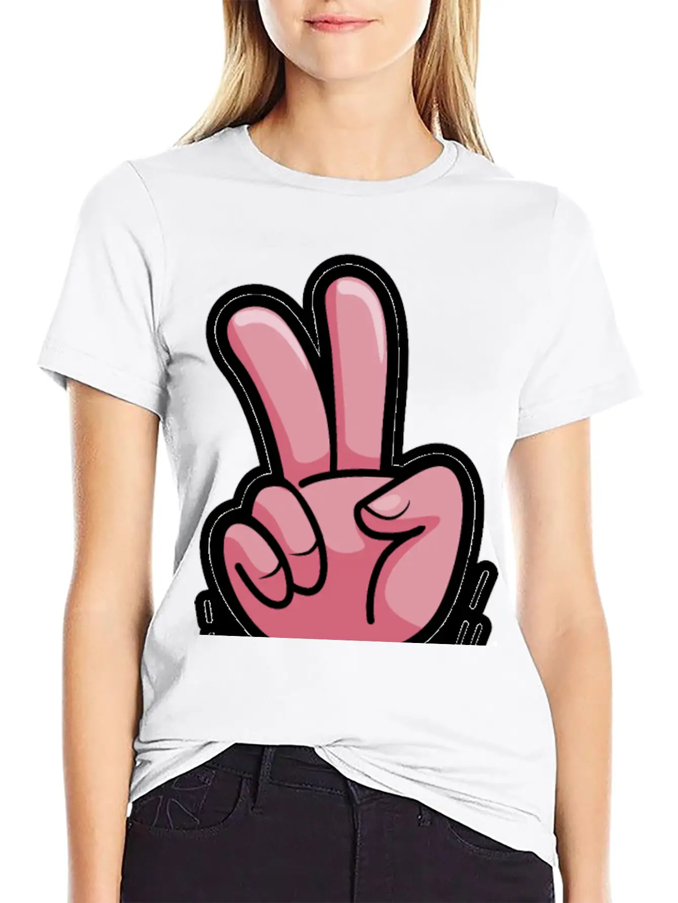 Victory Hand Symbol Breathable Soft Cotton T-Shirt – Timeless Casual Look