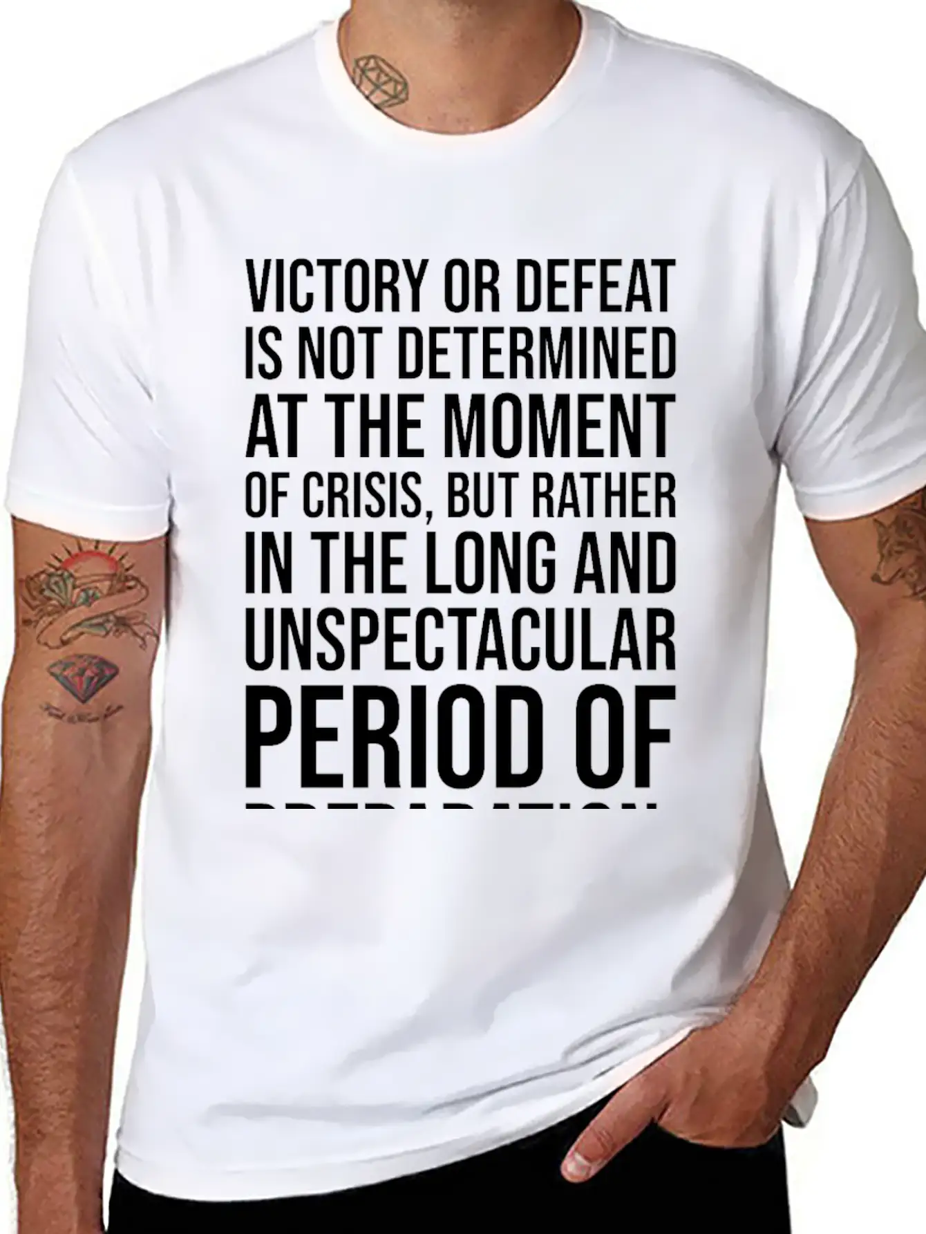 Victory Or Defeat Determined By Preparation BLACK Breathable Soft Cotton T-Shirt – Timeless Casual Look
