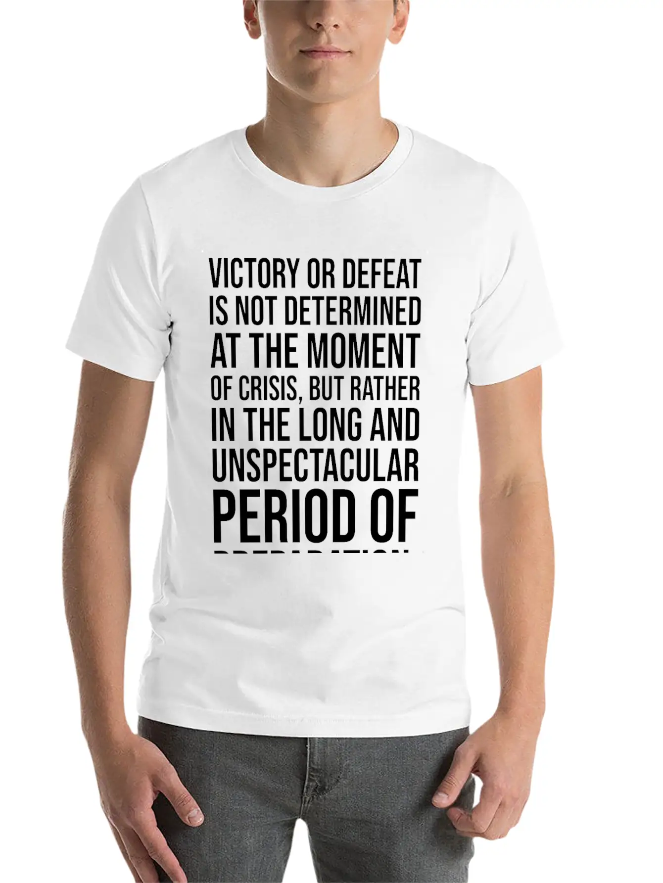 Victory Or Defeat Determined By Preparation BLACK Breathable Soft Cotton T-Shirt – Timeless Casual Look