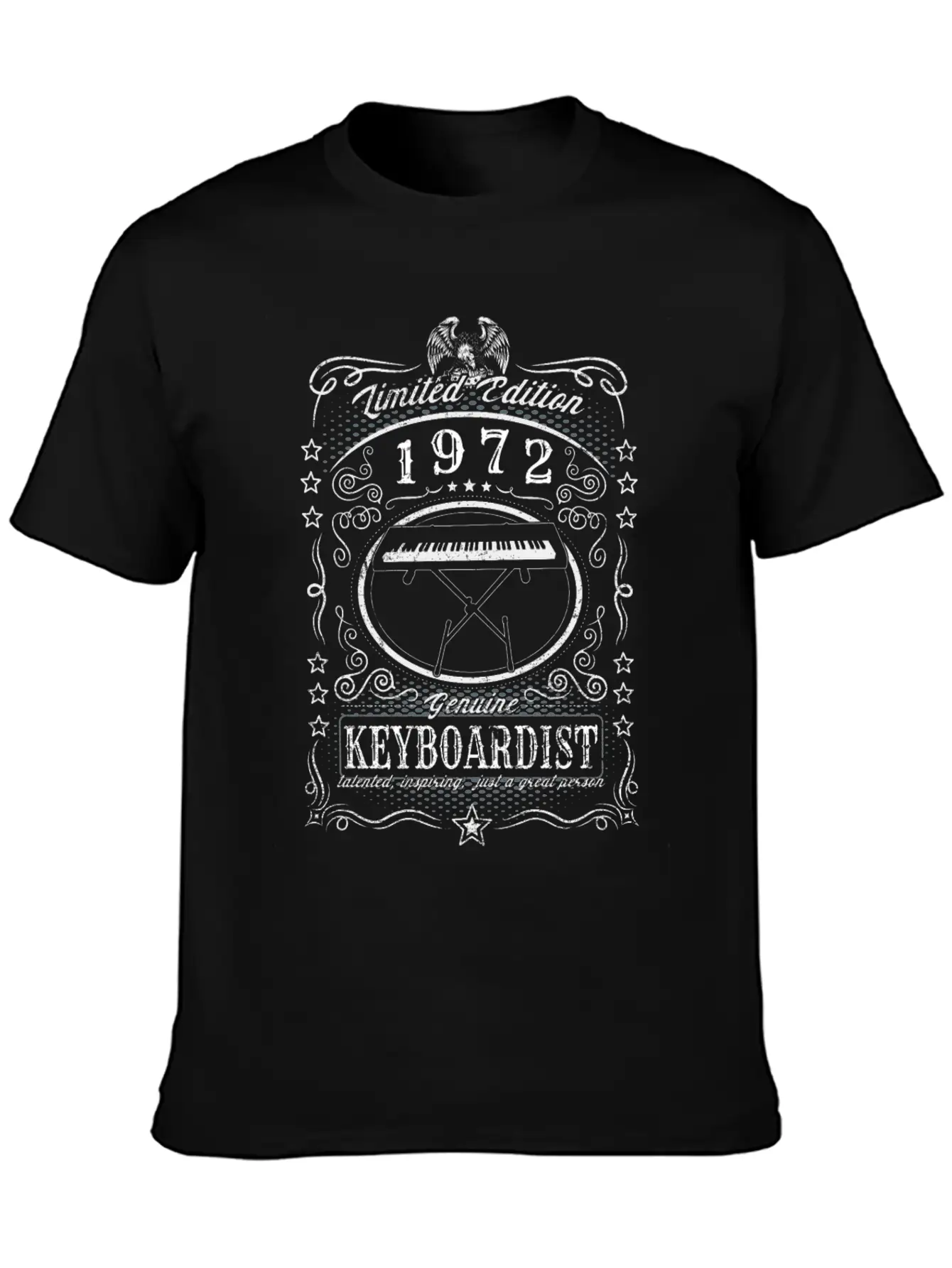 Vintage 1972 Keyboardist Birthday Gift Keyboard Unisex Casual T-Shirt – Clean Design For Daily Comfort