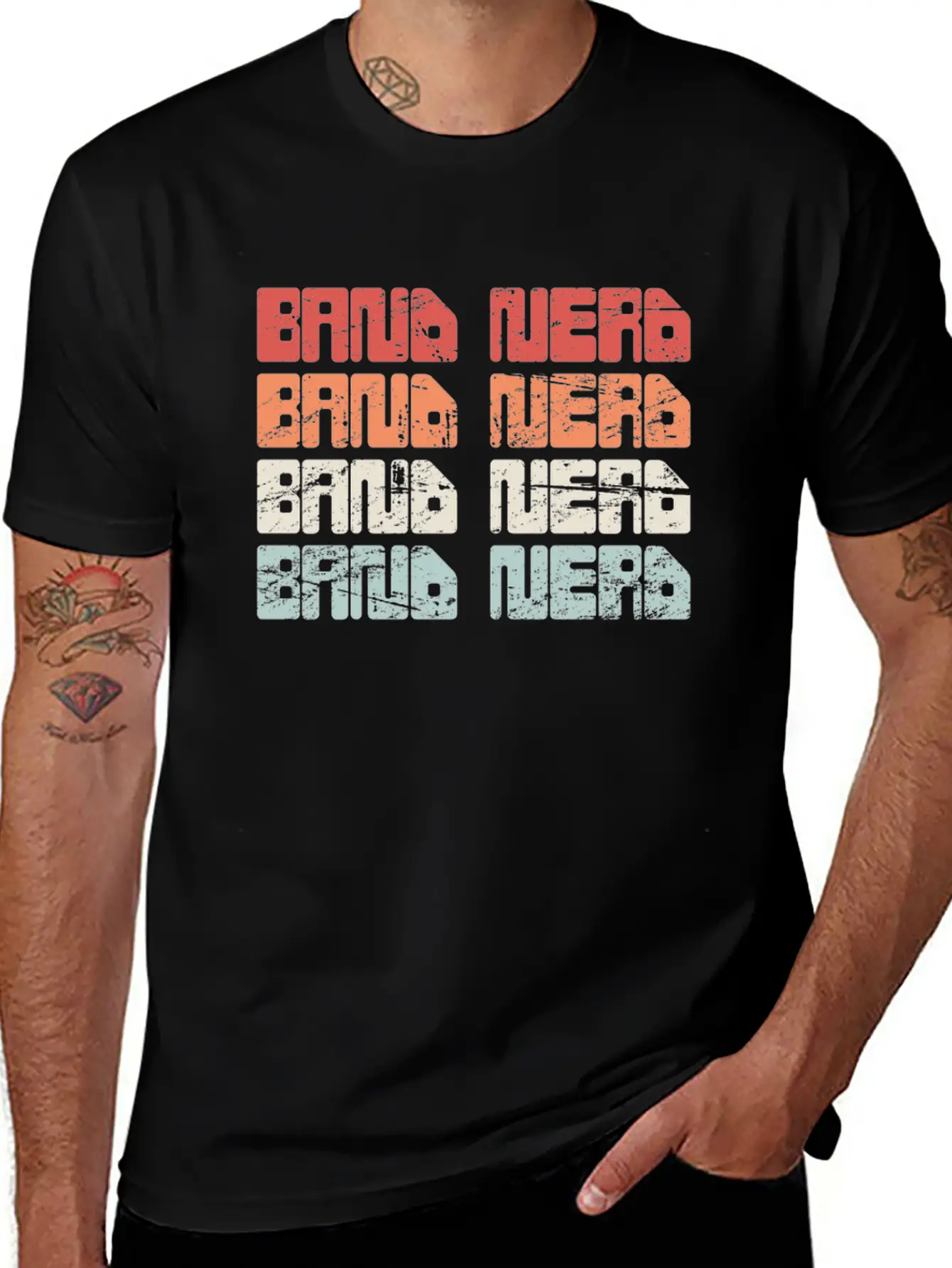 Vintage 70s BAND NERD Text | Marching Band Unisex Casual T-Shirt – Clean Design For Daily Comfort