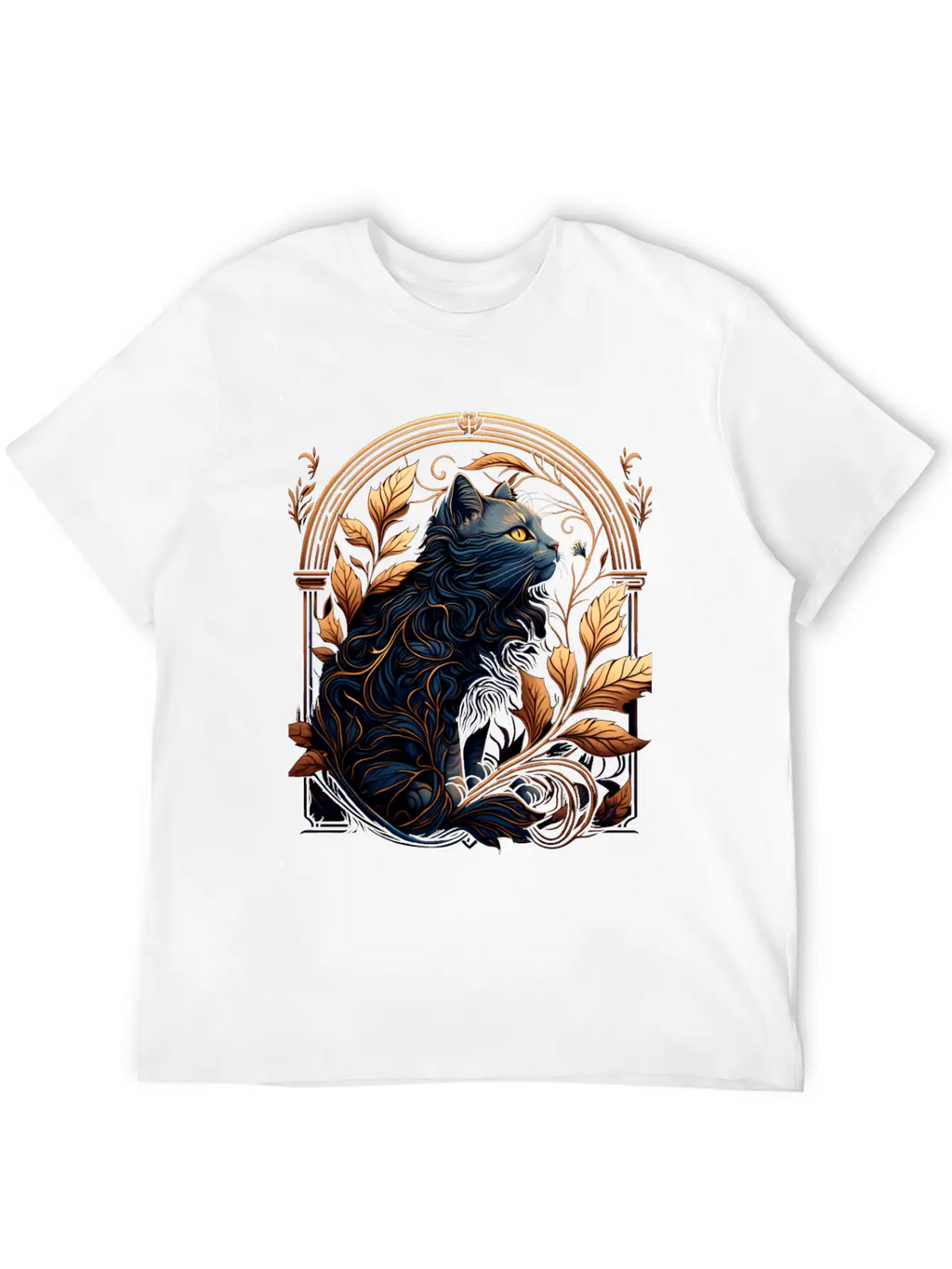 Vintage Art Nouveau Cat Unisex Casual T-Shirt – Clean Design For Daily Comfort