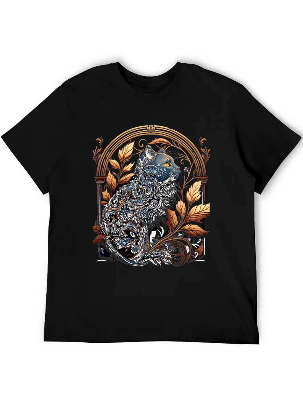 Vintage Art Nouveau Cat Unisex Casual T-Shirt – Clean Design For Daily Comfort