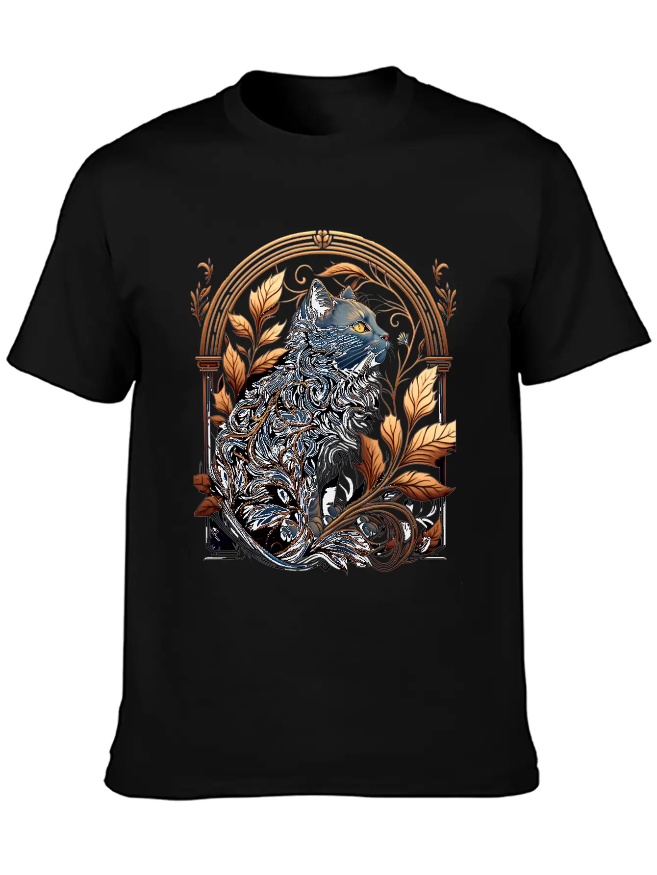 Vintage Art Nouveau Cat Unisex Casual T-Shirt – Clean Design For Daily Comfort