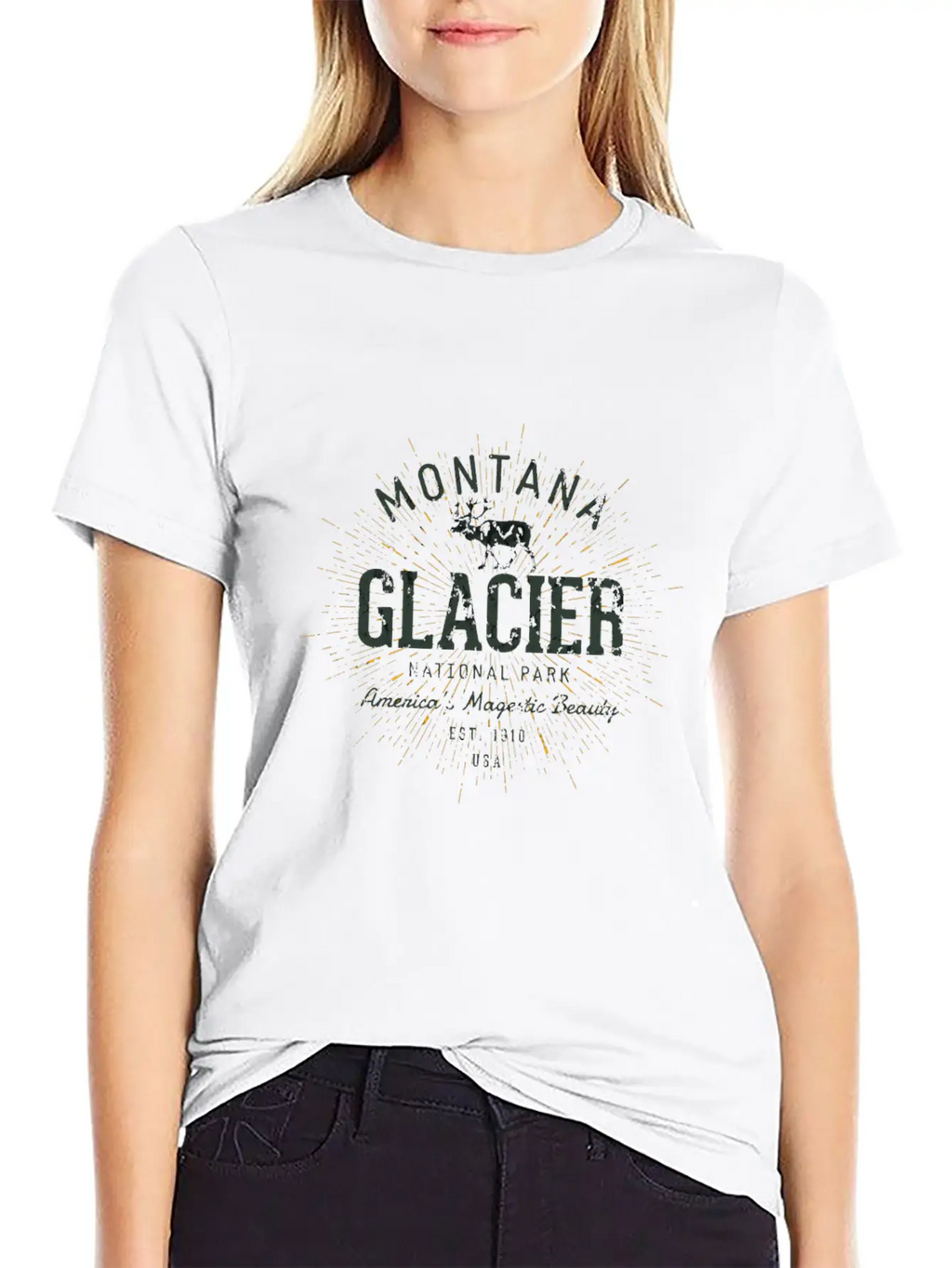 Vintage Glacier National Park Casual Graphic T-Shirt – Simple And Comfortable Daily Wear