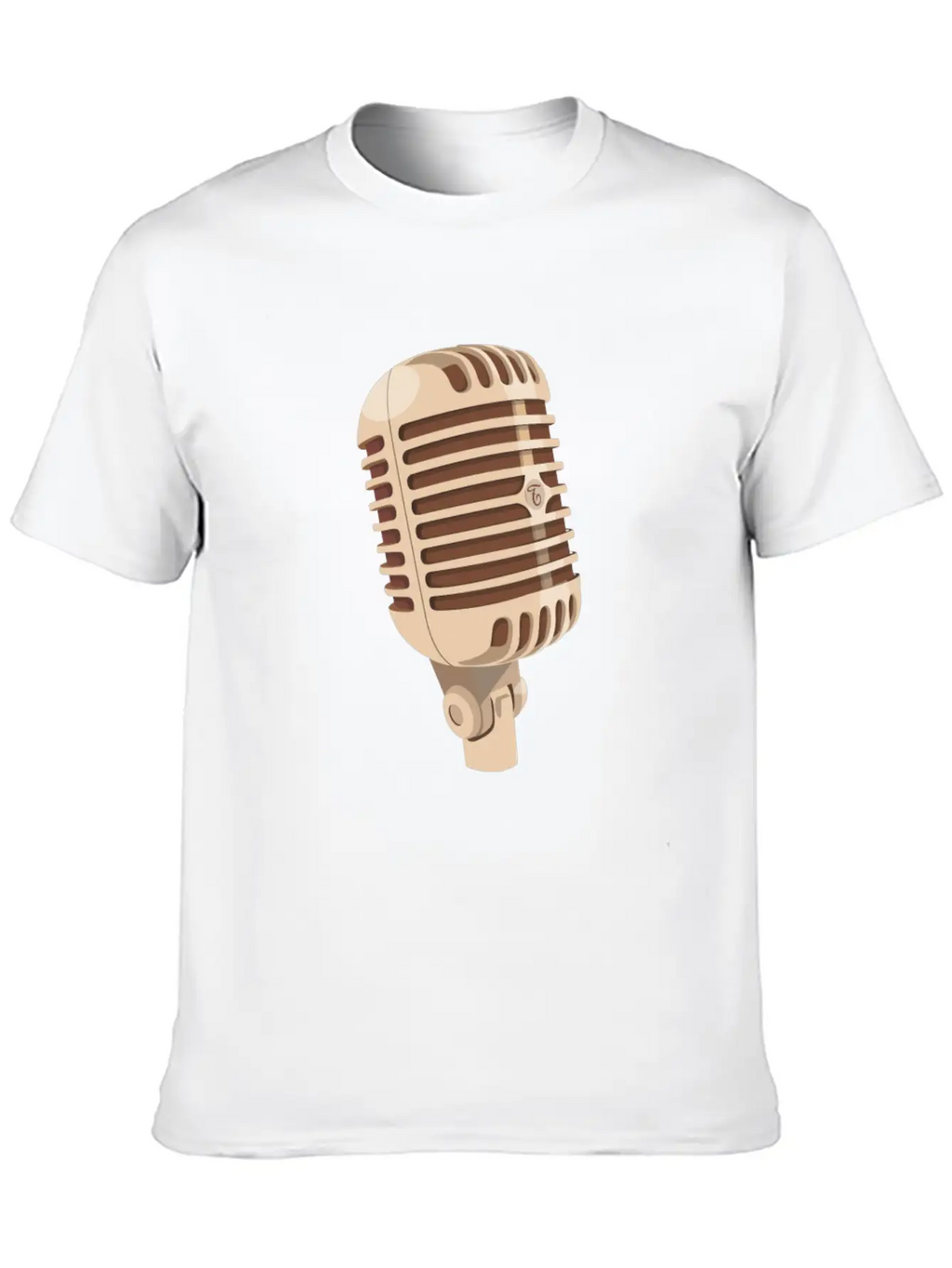 Vintage Gold Microphone Gift Casual Graphic T-Shirt – Simple And Comfortable Daily Wear