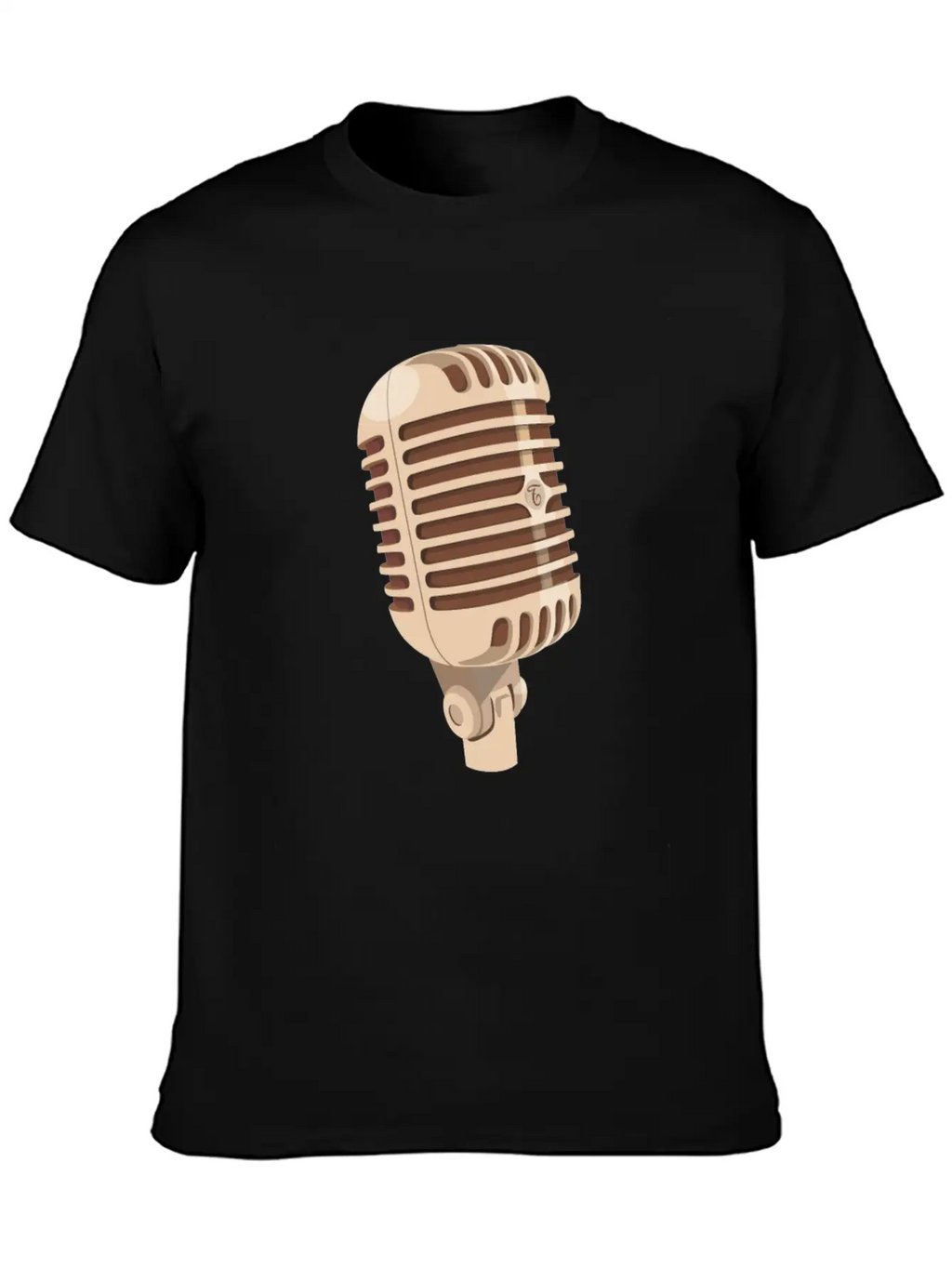 Vintage Gold Microphone Gift Casual Graphic T-Shirt – Simple And Comfortable Daily Wear