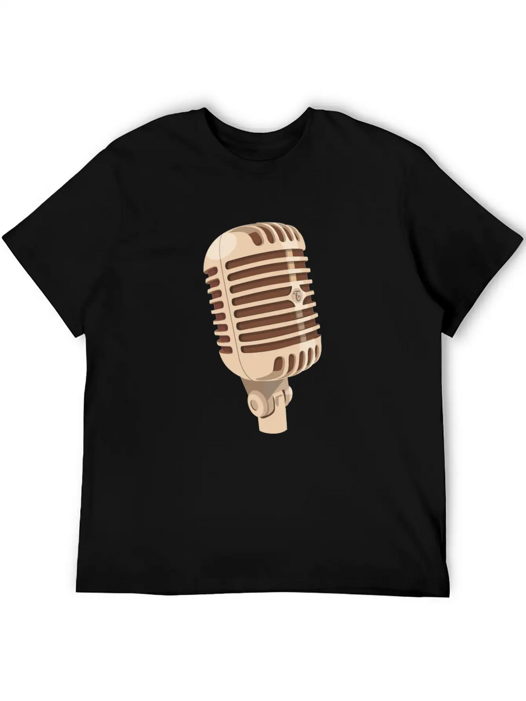 Vintage Gold Microphone Gift Casual Graphic T-Shirt – Simple And Comfortable Daily Wear