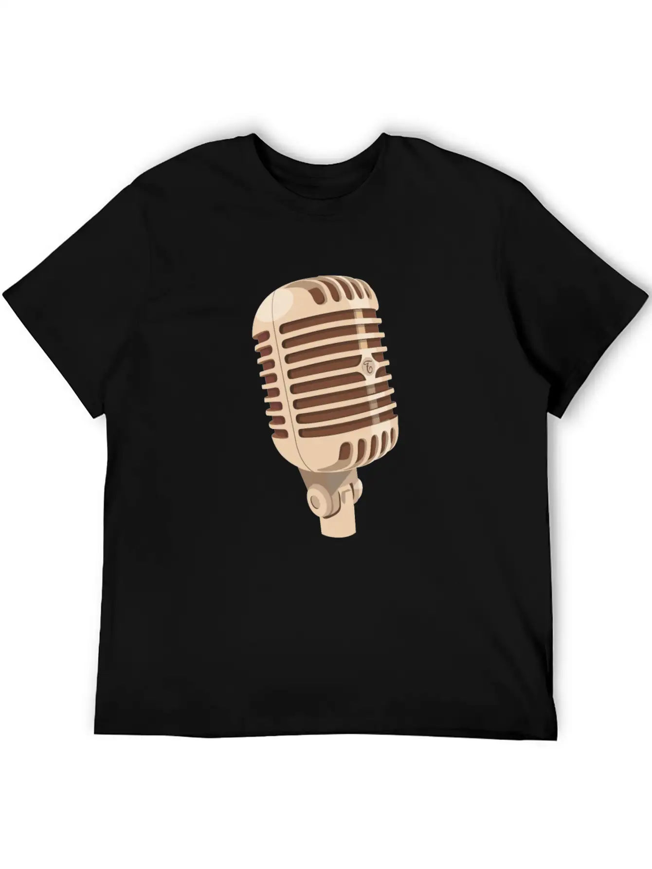 Vintage Gold Microphone Gift Casual Graphic T-Shirt – Simple And Comfortable Daily Wear