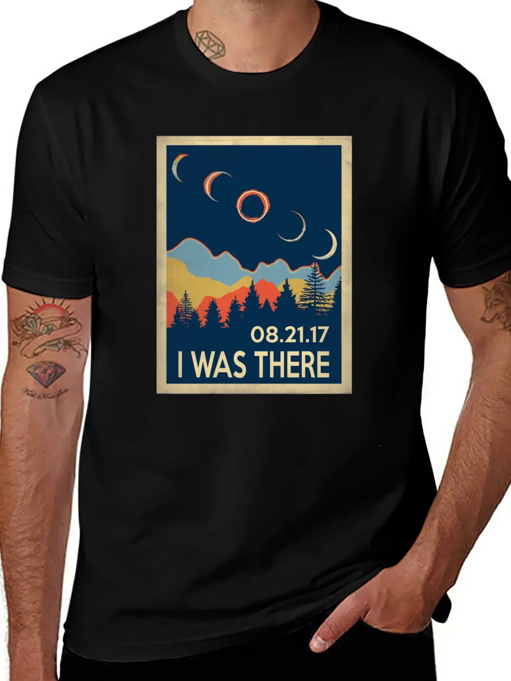 Vintage I Was There Solar Eclipse 2017 Breathable Soft Cotton T-Shirt – Timeless Casual Look