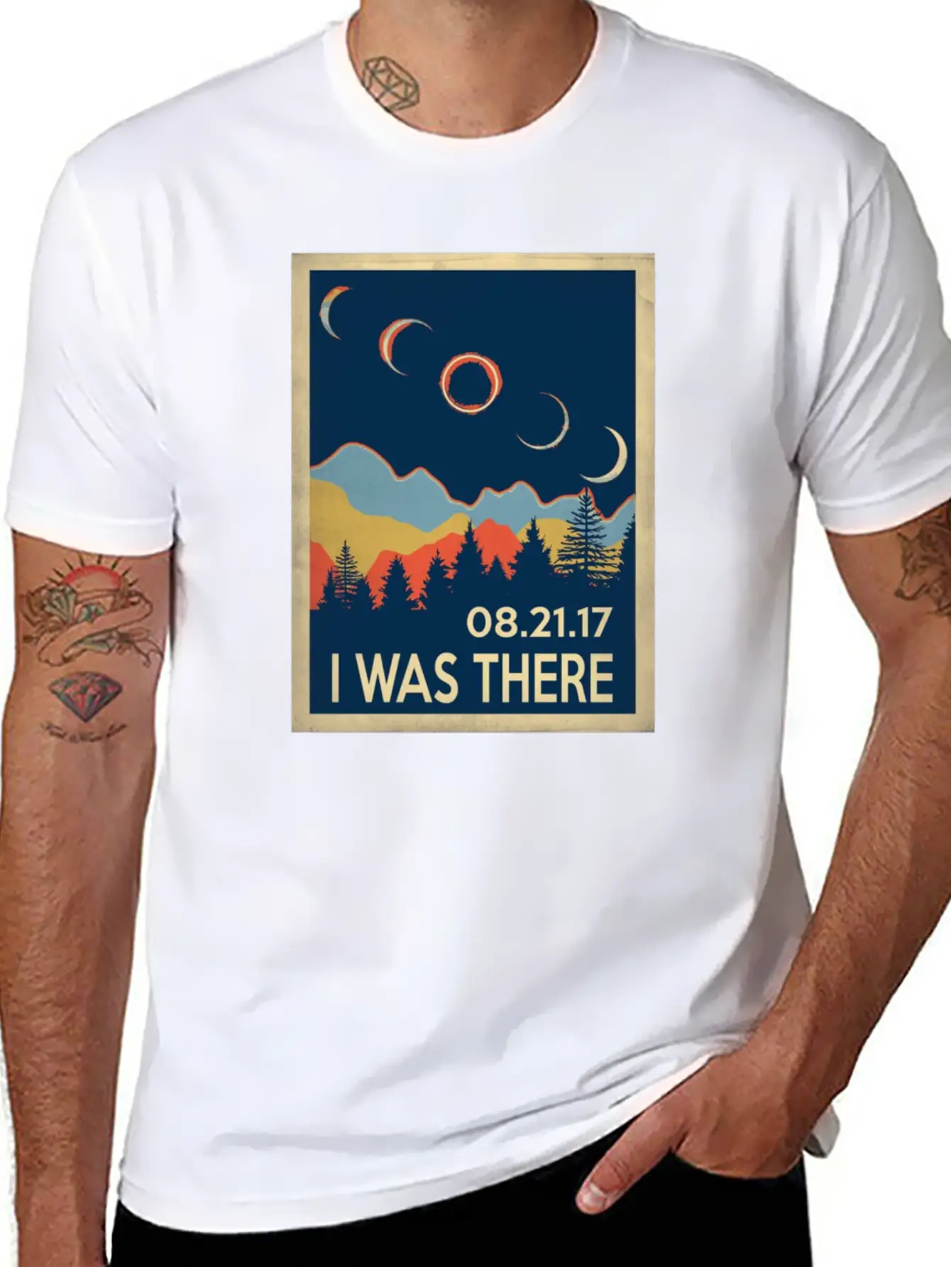 Vintage I Was There Solar Eclipse 2017 Breathable Soft Cotton T-Shirt – Timeless Casual Look