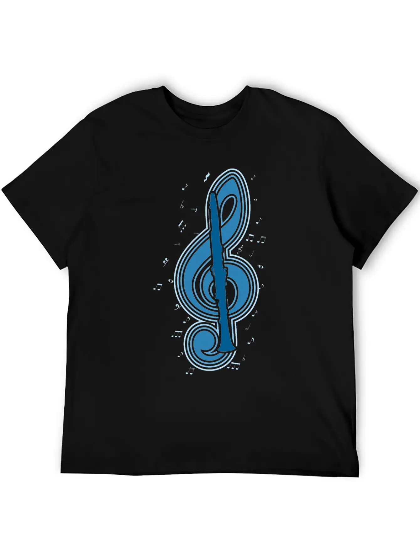 Vintage Musical Note Clarinet Player Music Casual Graphic T-Shirt – Simple And Comfortable Daily Wear