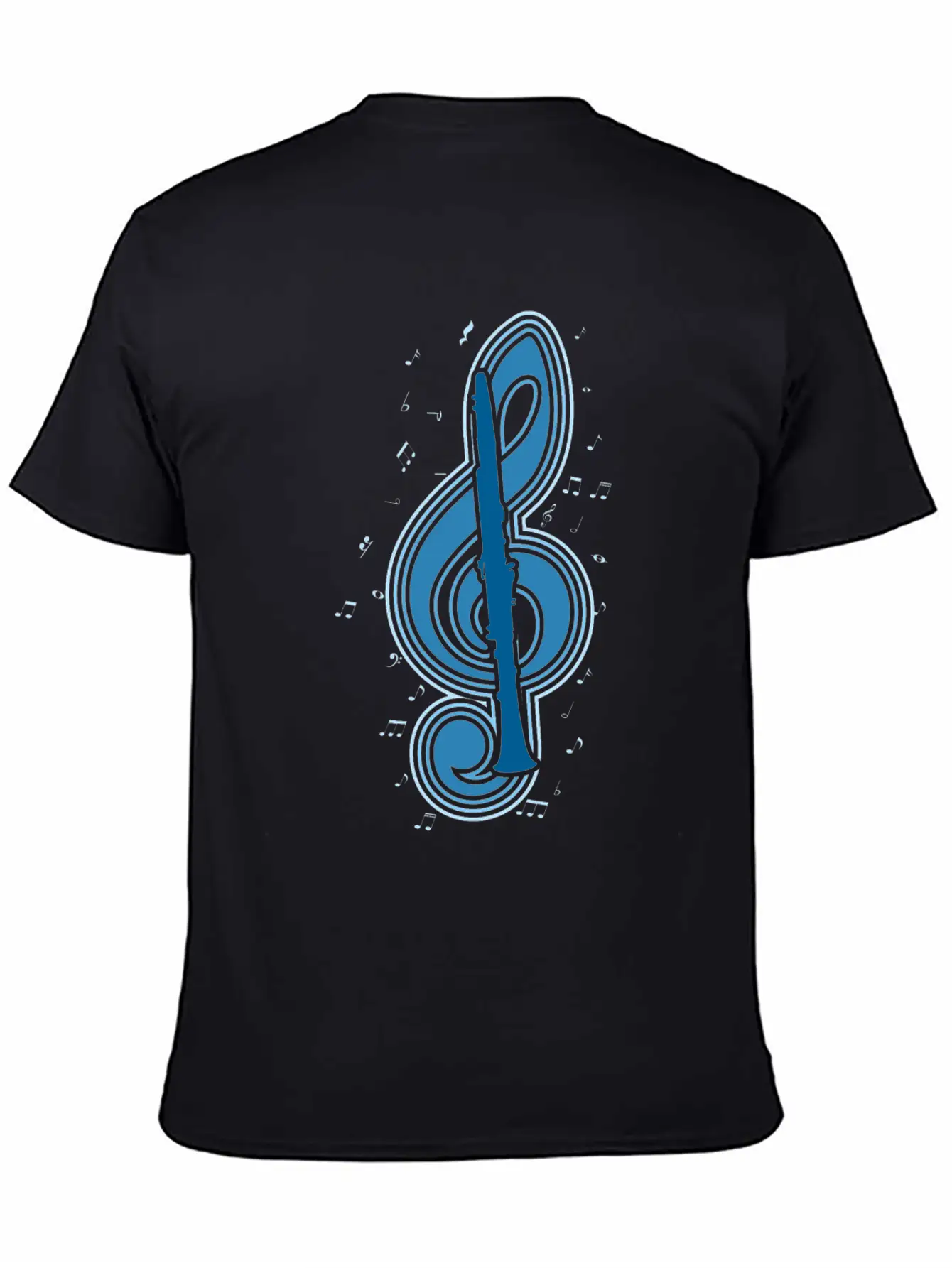 Vintage Musical Note Clarinet Player Music Casual Graphic T-Shirt – Simple And Comfortable Daily Wear