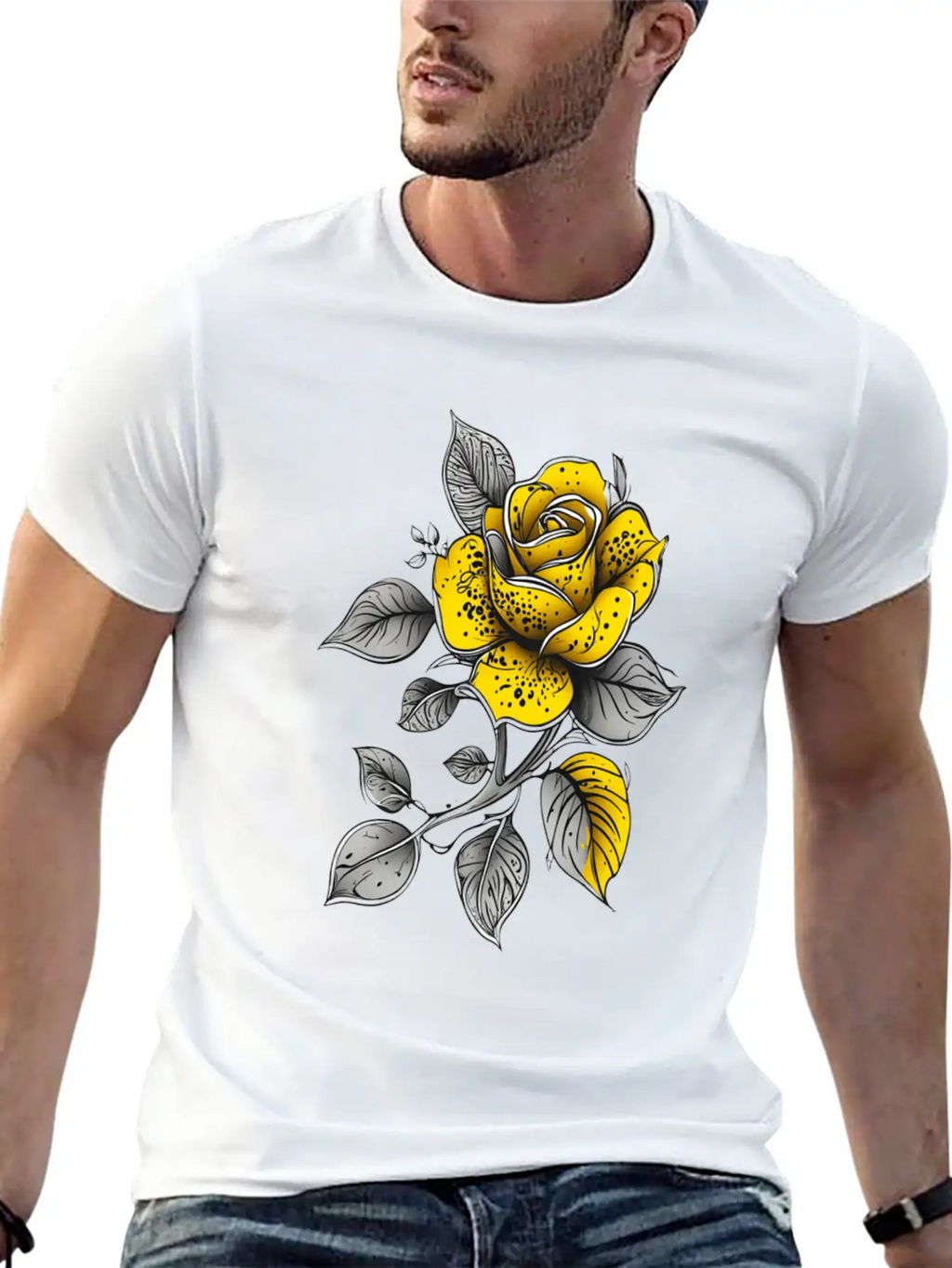Vintage Paisley Yellow Rose Tattoo Design Classic Fit Graphic Tee For Daily Comfort – Unisex Cotton Shirt