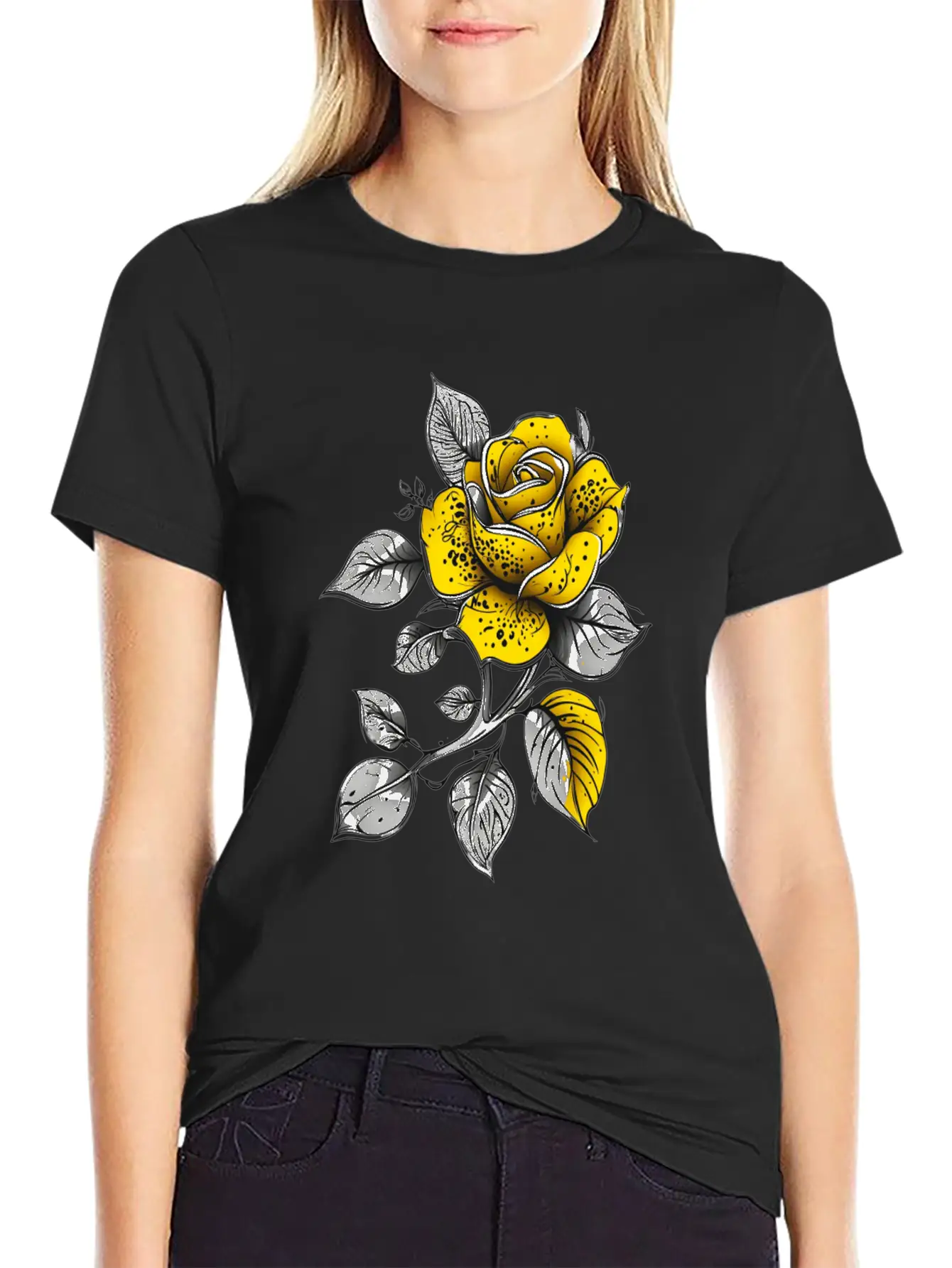 Vintage Paisley Yellow Rose Tattoo Design Classic Fit Graphic Tee For Daily Comfort – Unisex Cotton Shirt