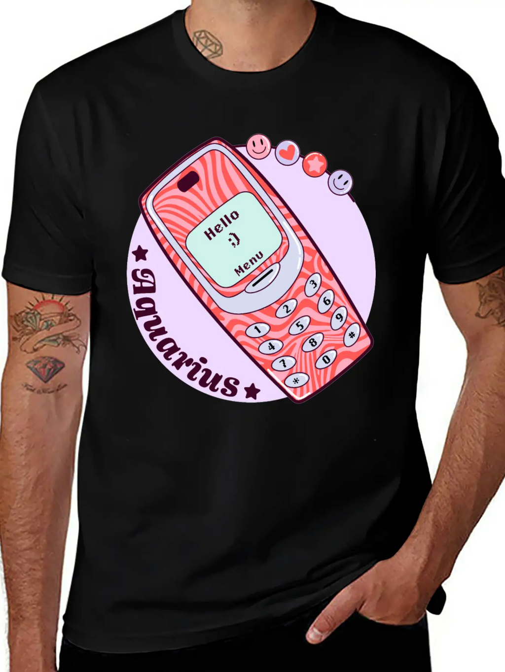Vintage Phone Aquarius Unisex Short Sleeve Soft Cotton T-Shirt – Casual Everyday Wear