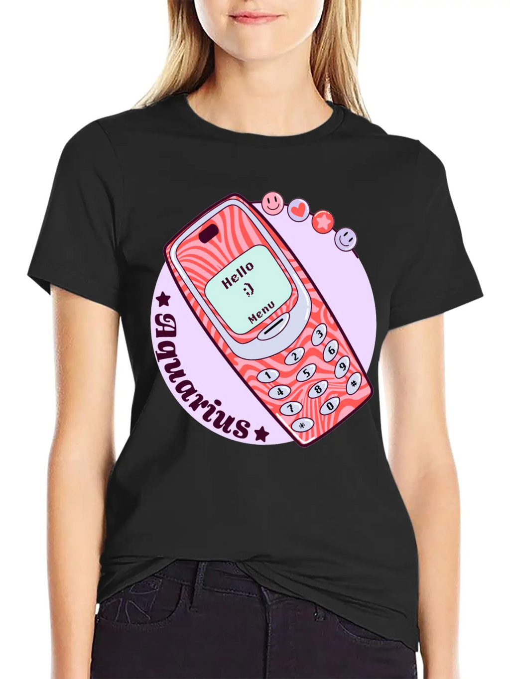Vintage Phone Aquarius Unisex Short Sleeve Soft Cotton T-Shirt – Casual Everyday Wear