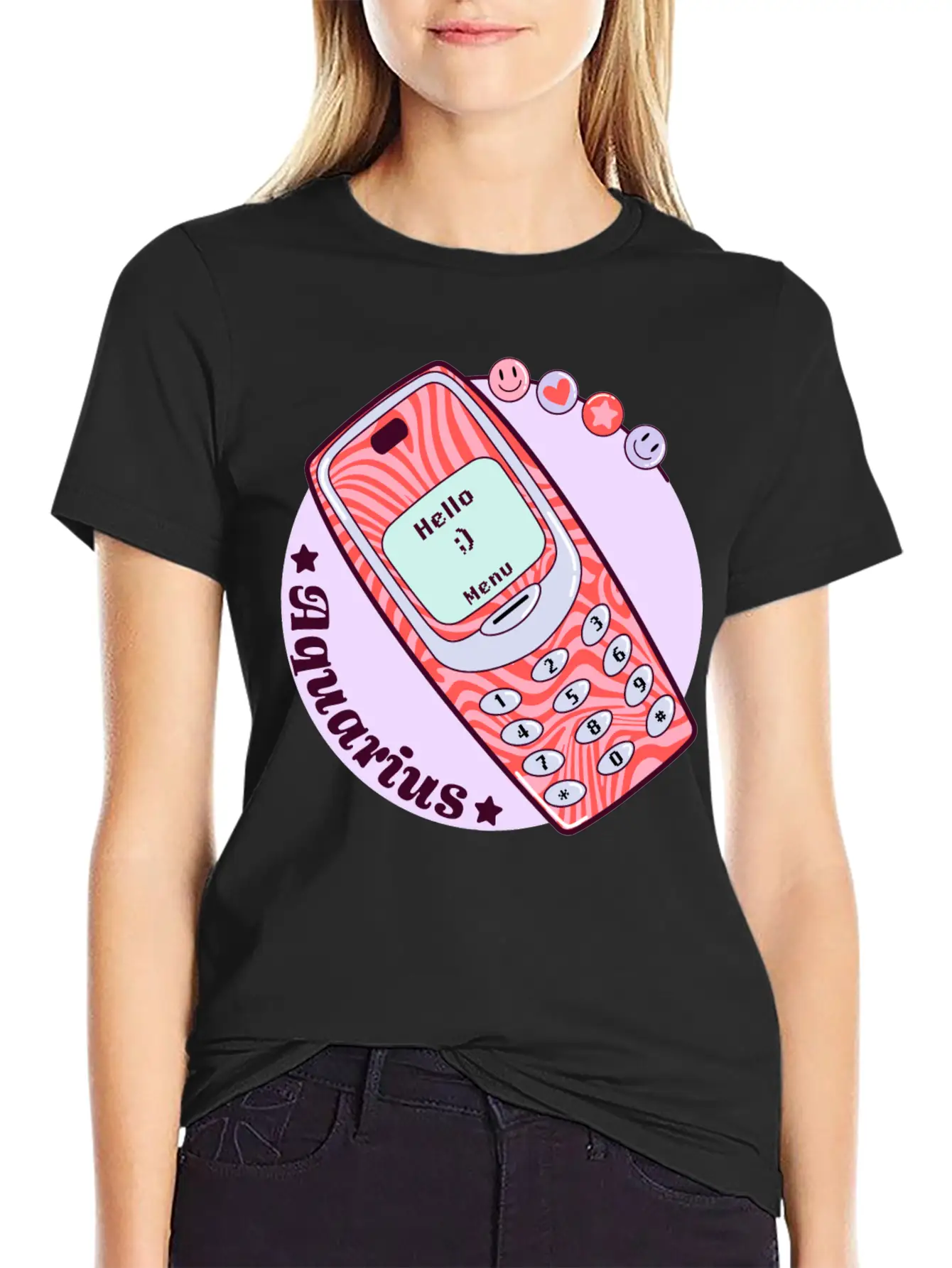 Vintage Phone Aquarius Unisex Short Sleeve Soft Cotton T-Shirt – Casual Everyday Wear
